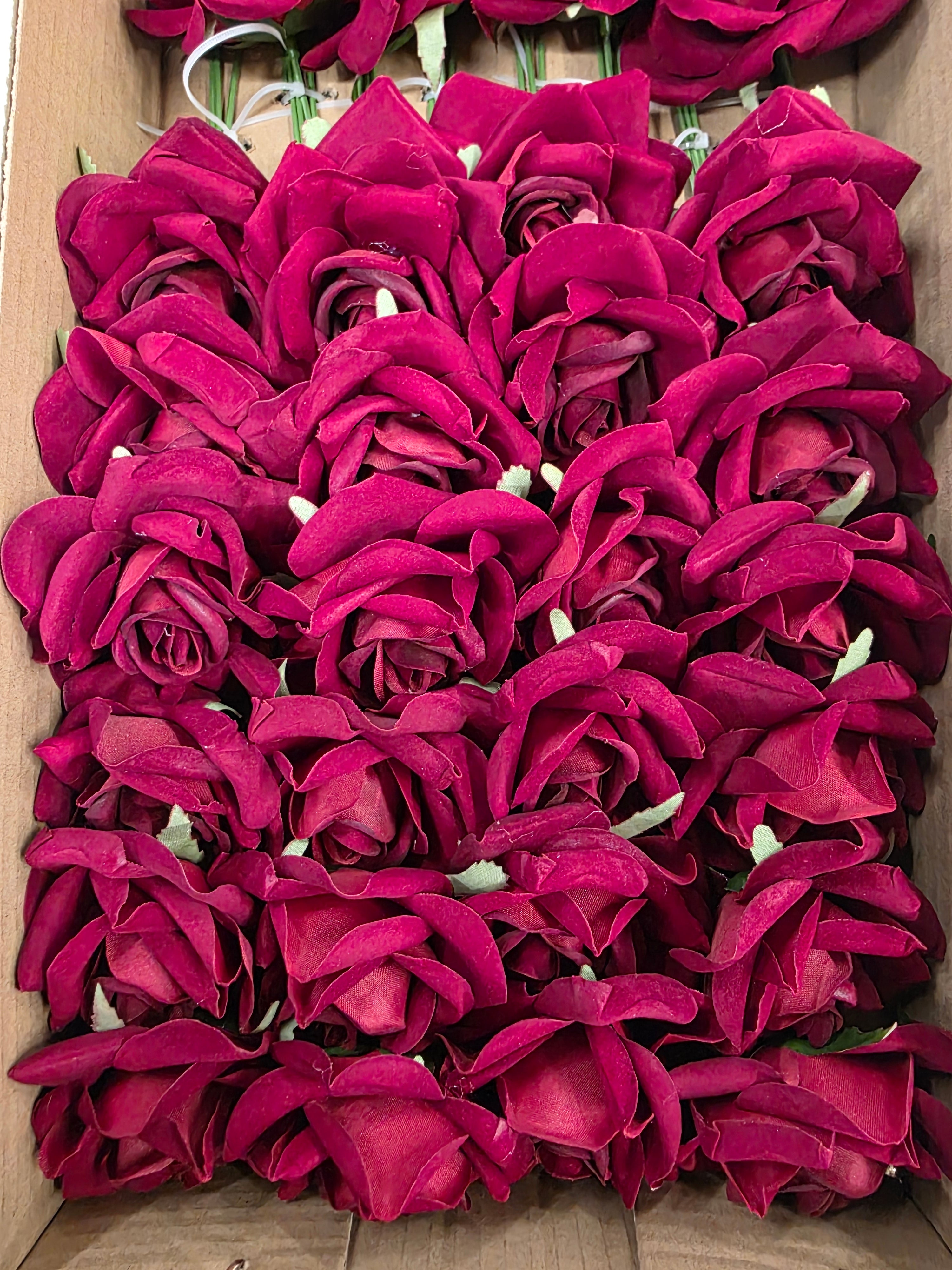 Artificial Silk Rose Wired Boxed Red X48