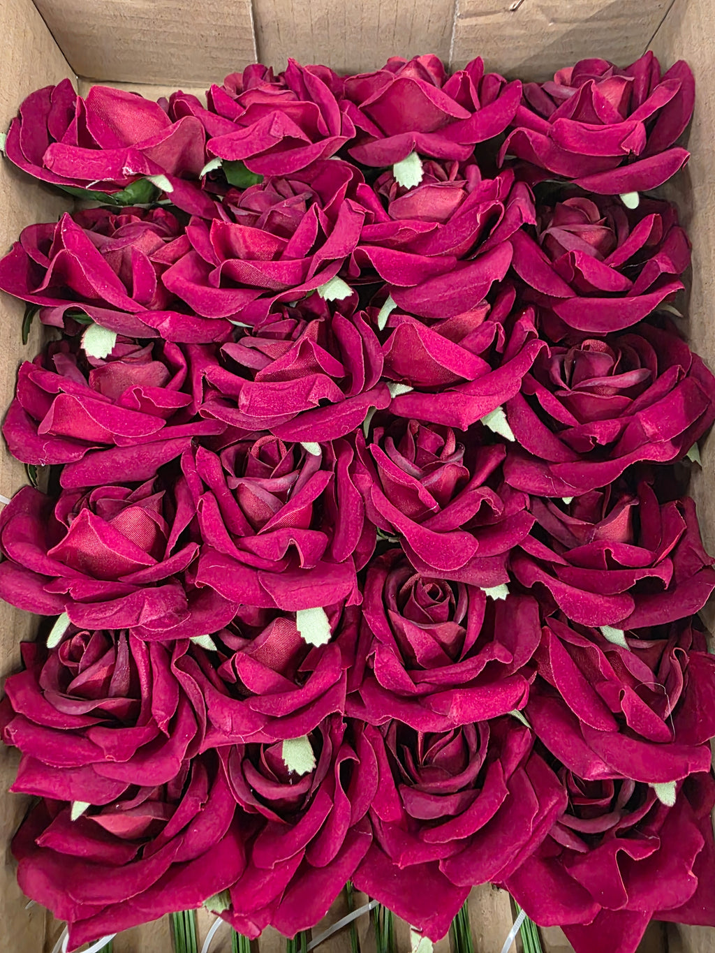 Artificial Silk Rose Wired Boxed Red X48