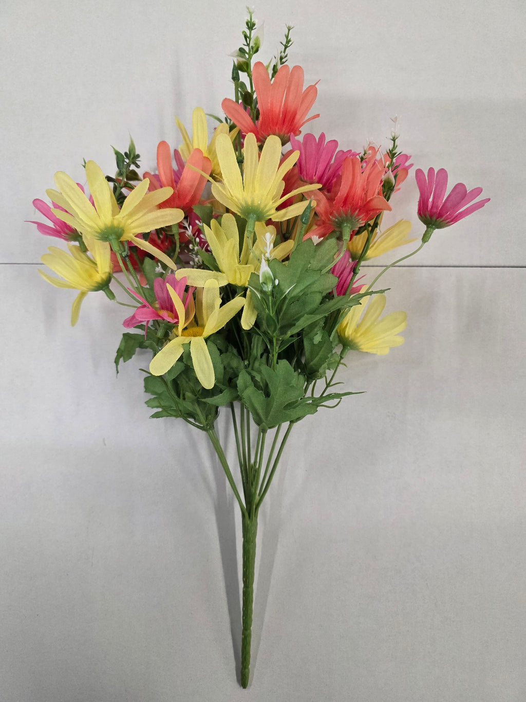 Artificial Daisy Bush Pink Yellow Mix 44cm (PACK OF 2)