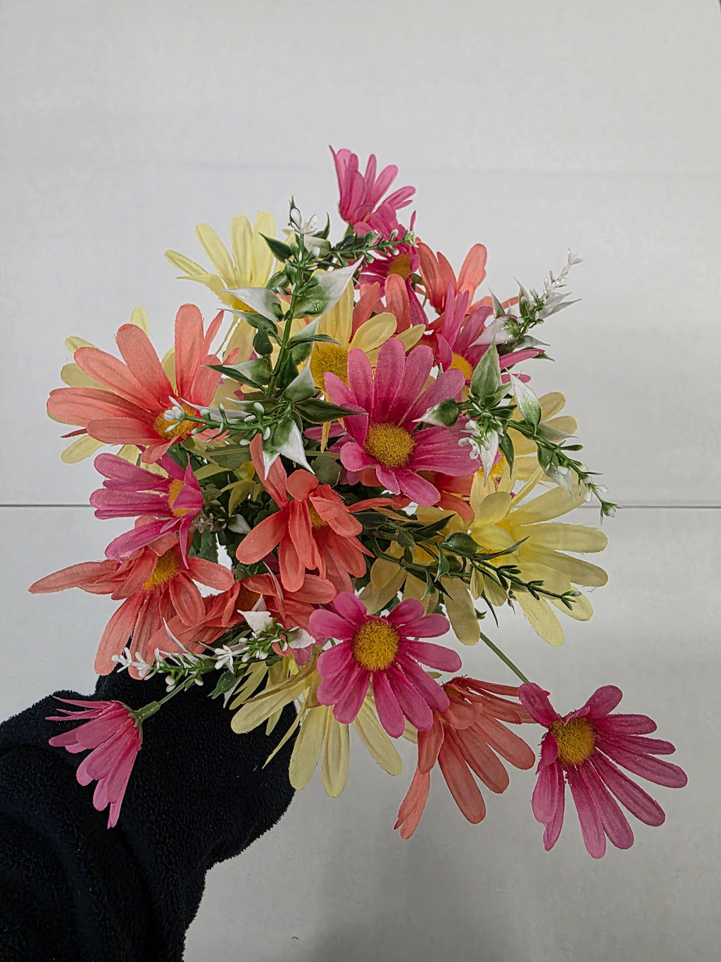Artificial Daisy Bush Pink Yellow Mix 44cm (PACK OF 2)
