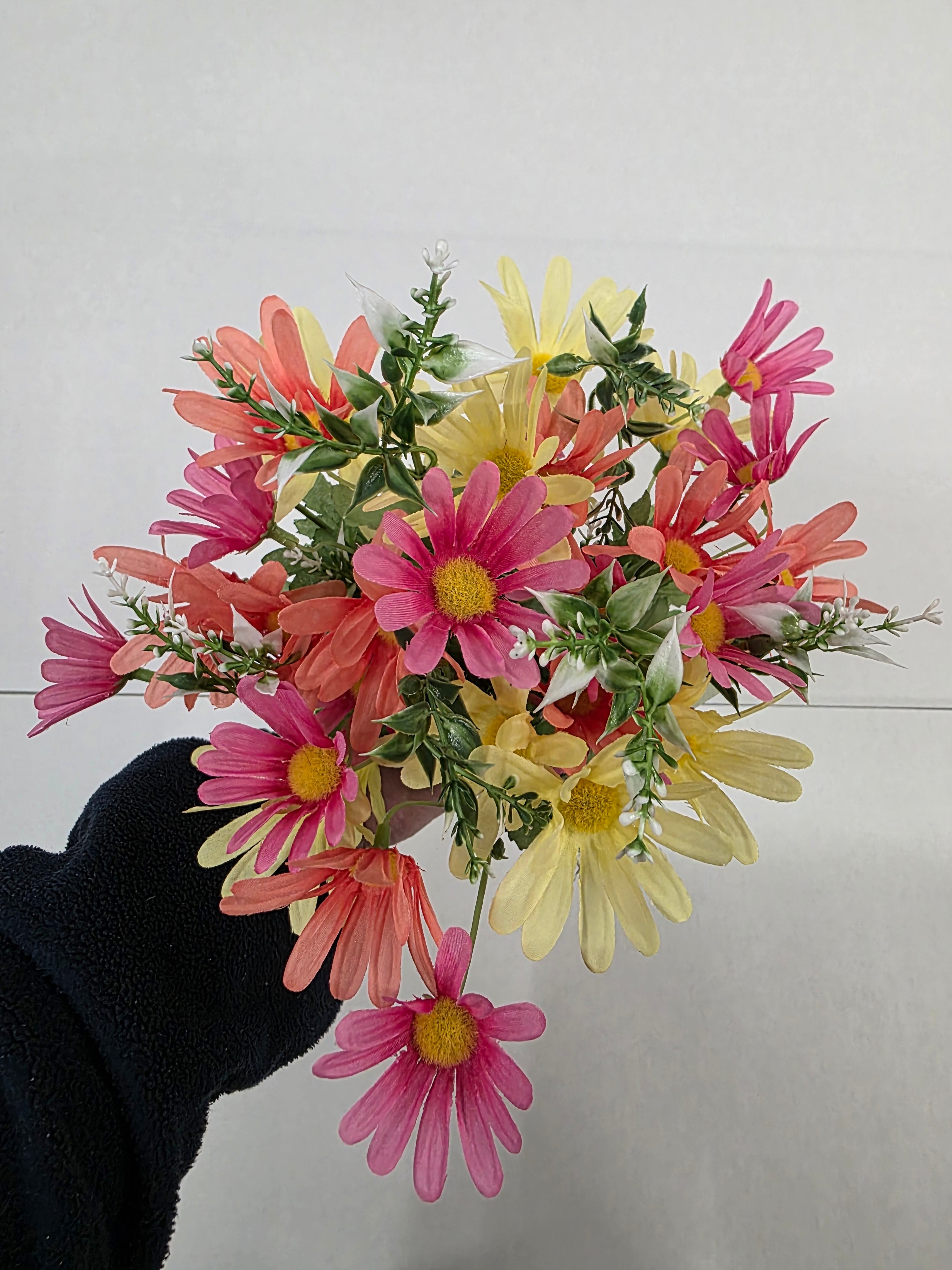 Artificial Daisy Bush Pink Yellow Mix 44cm (PACK OF 2)