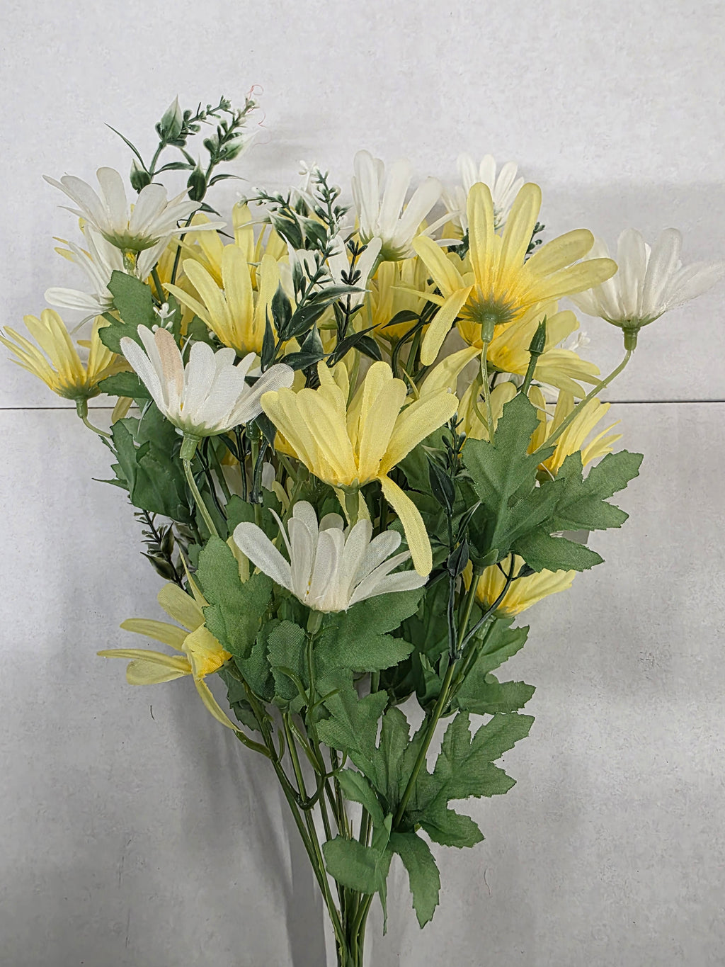 Artificial Daisy Bush White Yellow Mix 44cm (PACK OF 2)