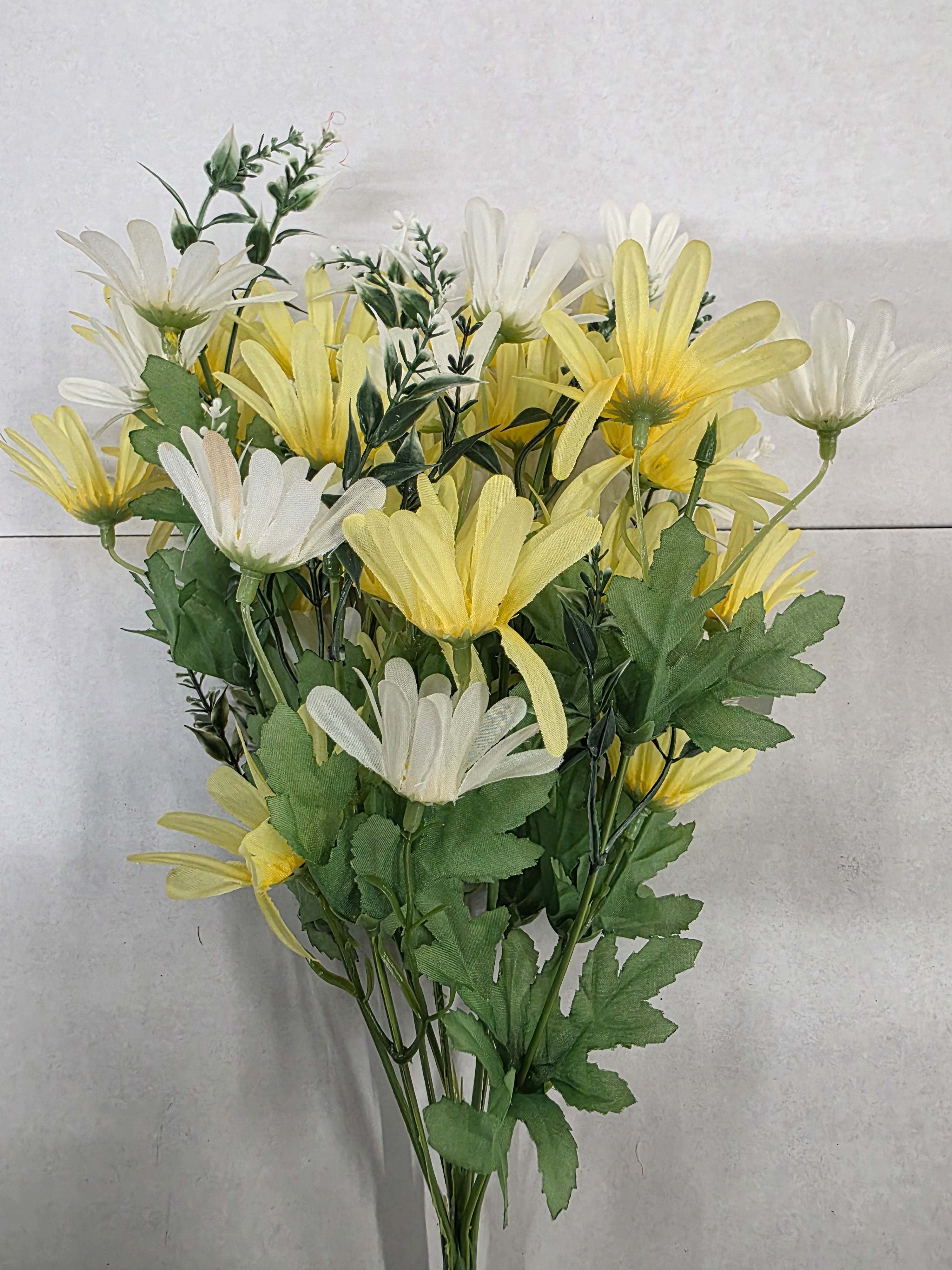 Artificial Daisy Bush White Yellow Mix 44cm (PACK OF 2)