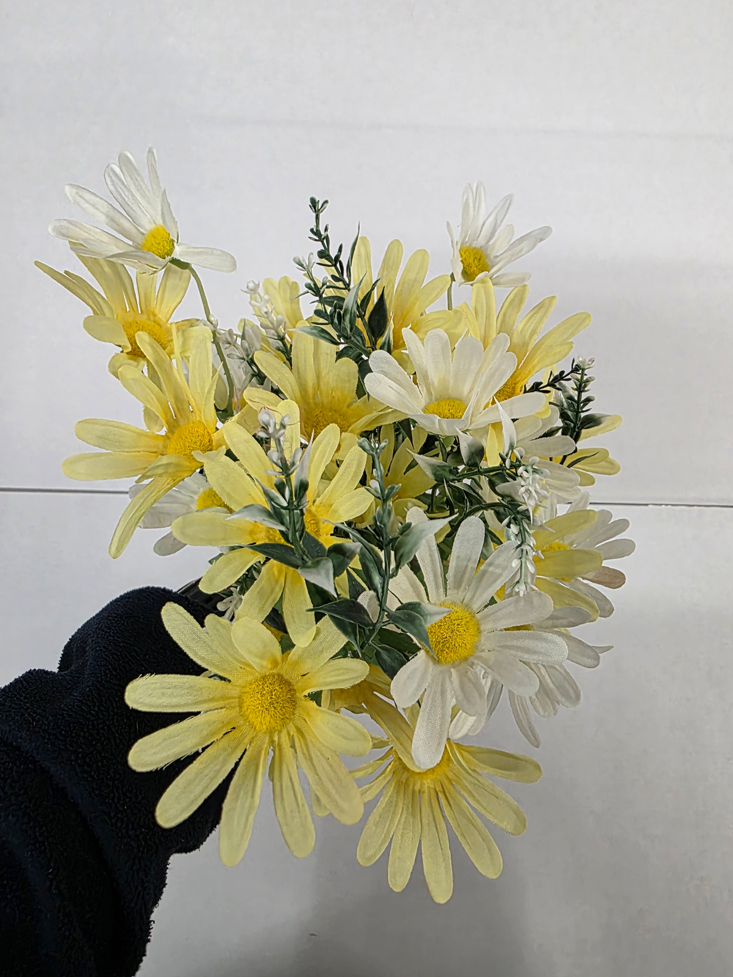 Artificial Daisy Bush White Yellow Mix 44cm (PACK OF 2)