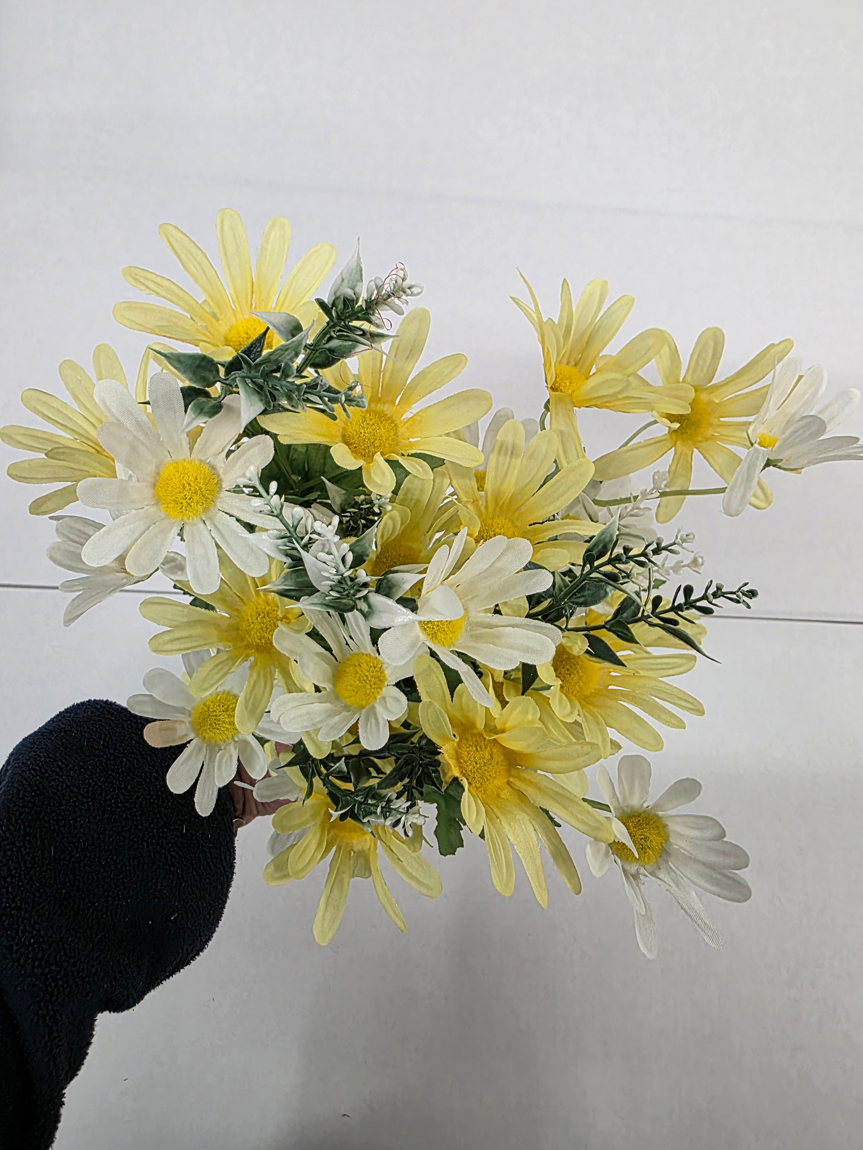 Artificial Daisy Bush White Yellow Mix 44cm (PACK OF 2)
