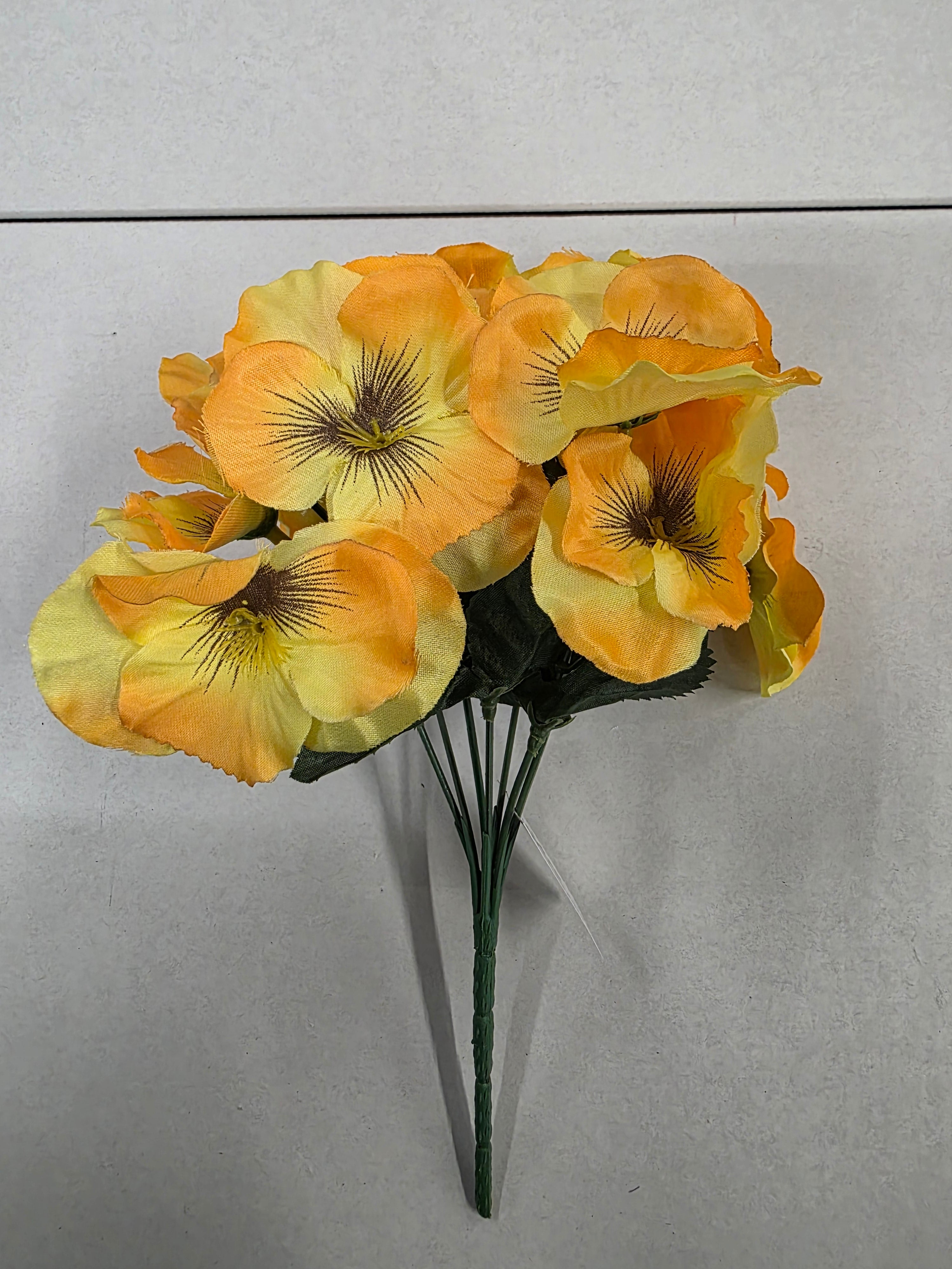 Artificial Pansy Yellow Orange 26cm (PACK OF 4)