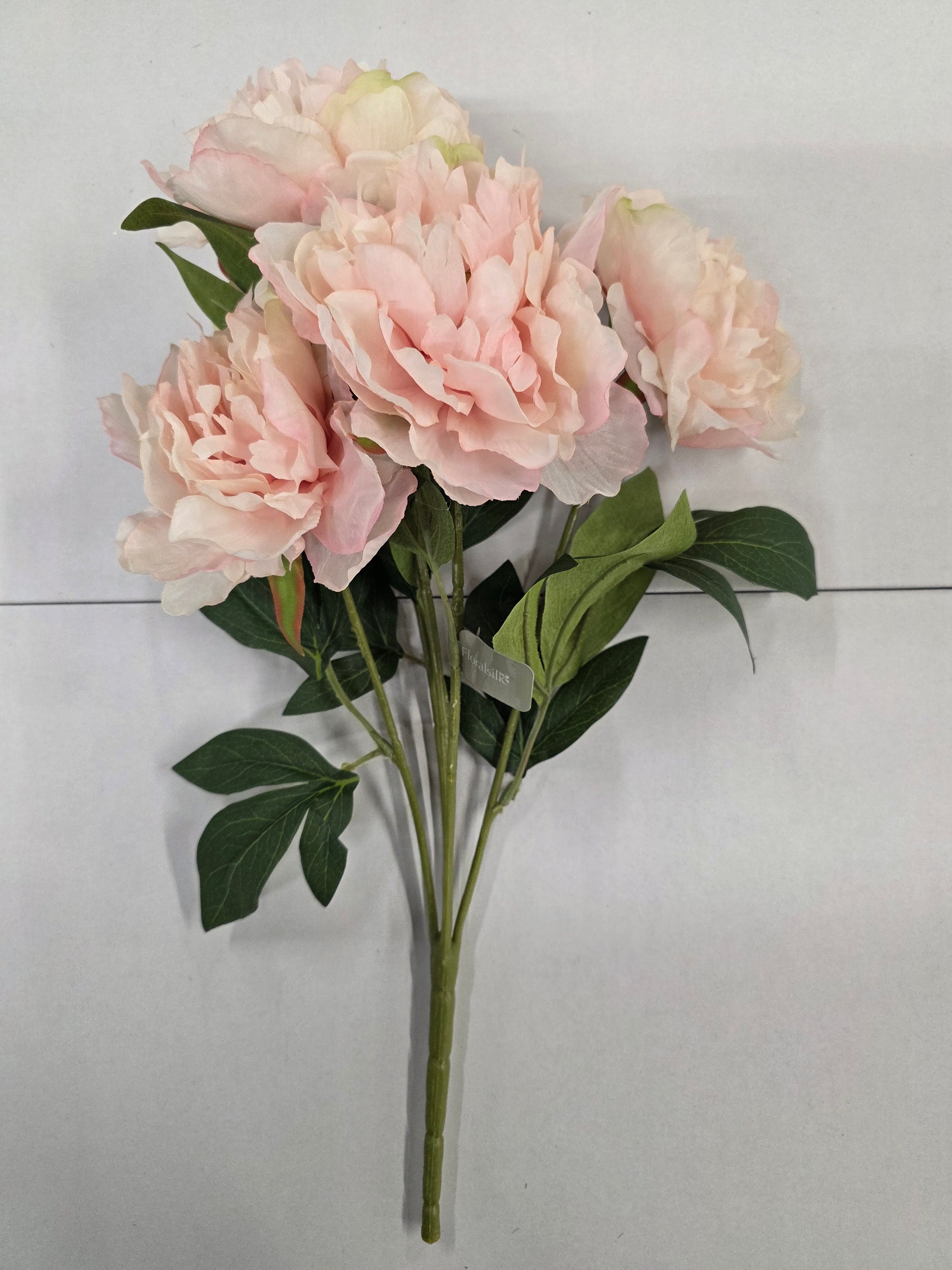 Artificial Peony Bush X5 Pink 47cm