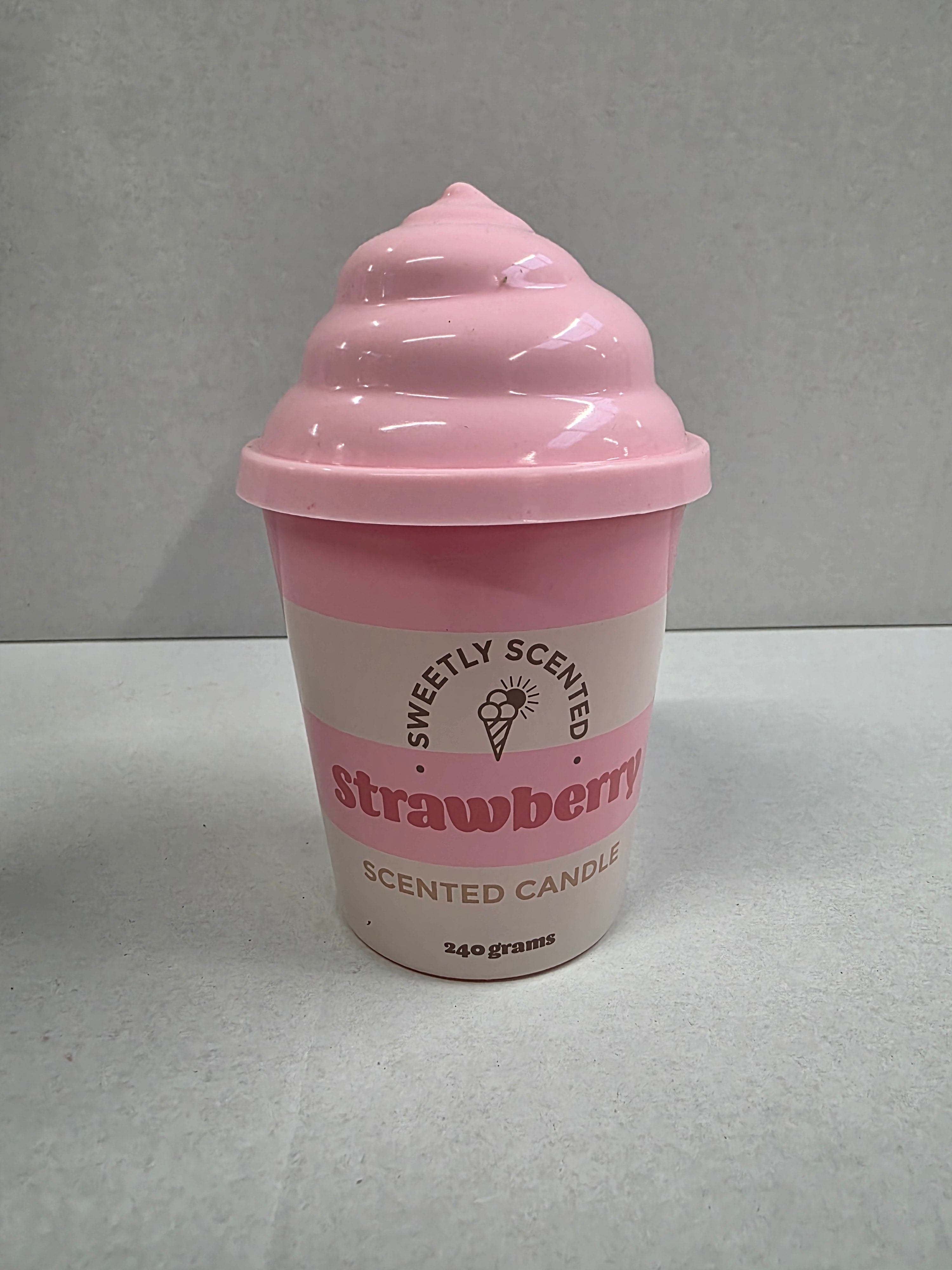 Candle Ice Cream Strawberry 15x9cm