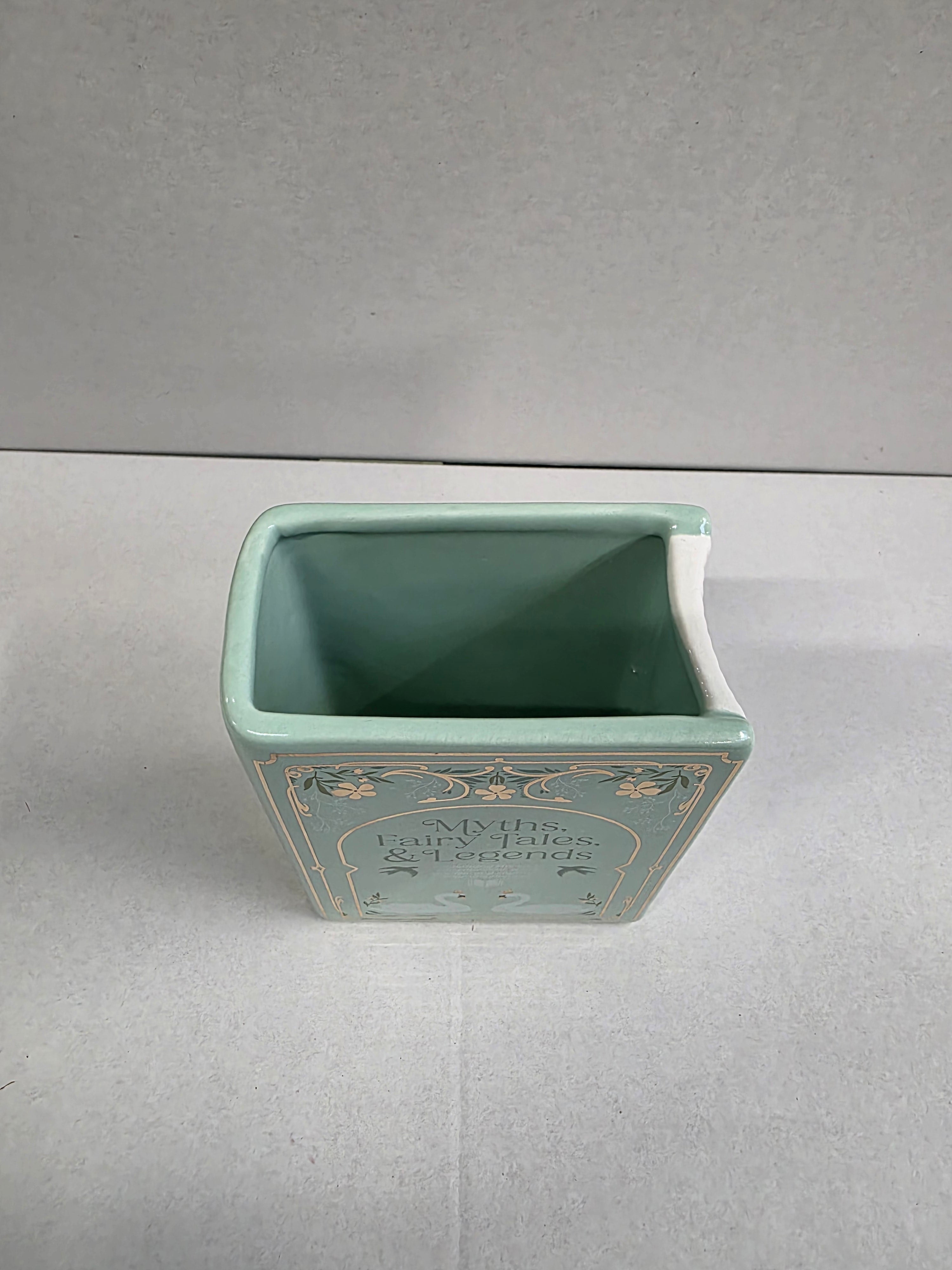 Ceramic Book Vase Green 15x11x6cm