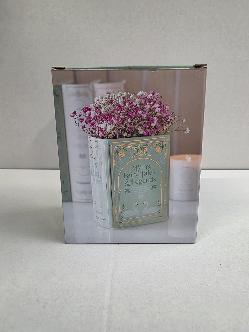 Ceramic Book Vase Green 15x11x6cm