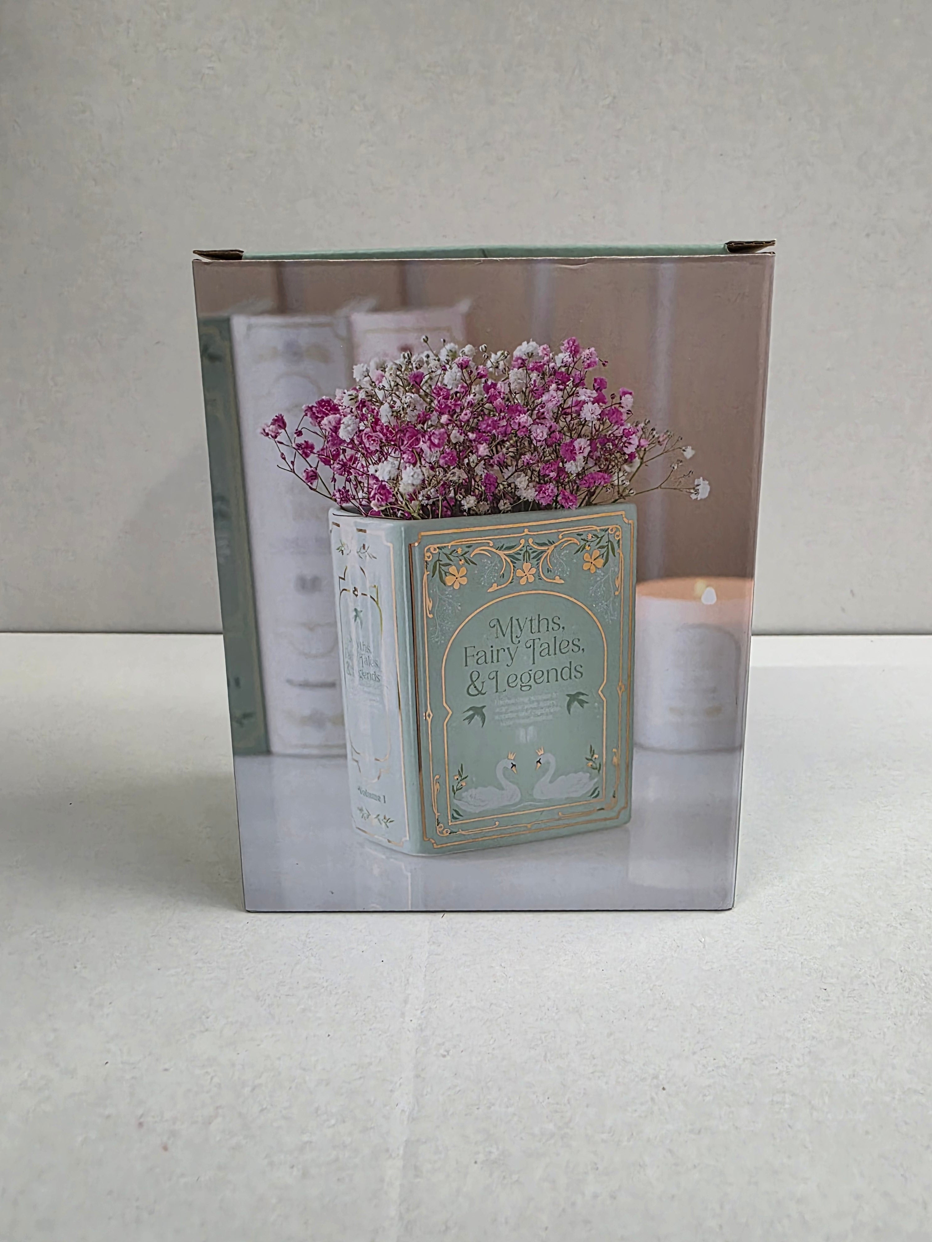 Ceramic Book Vase Green 15x11x6cm