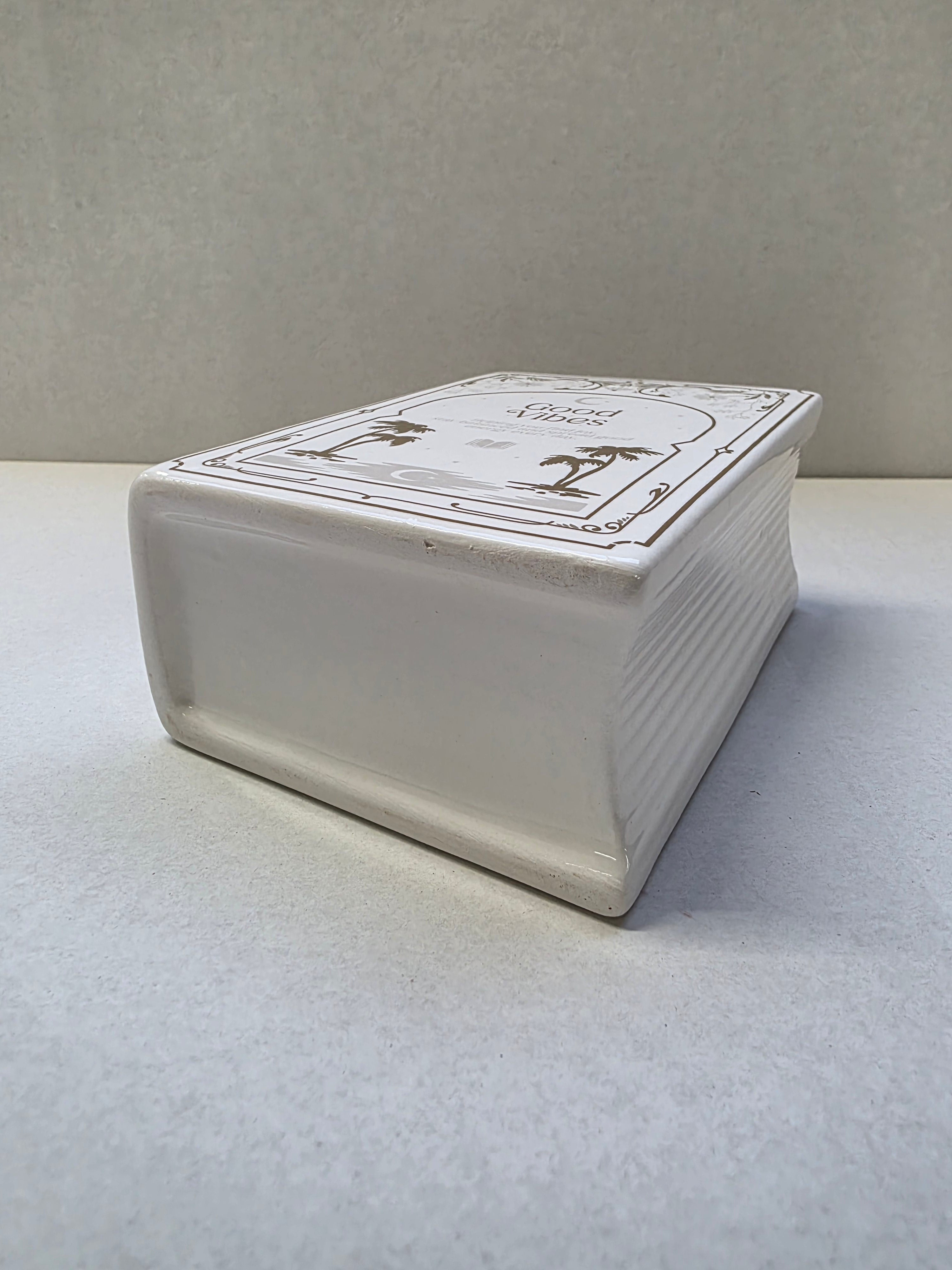 Ceramic Book Vase White 15x11x6cm