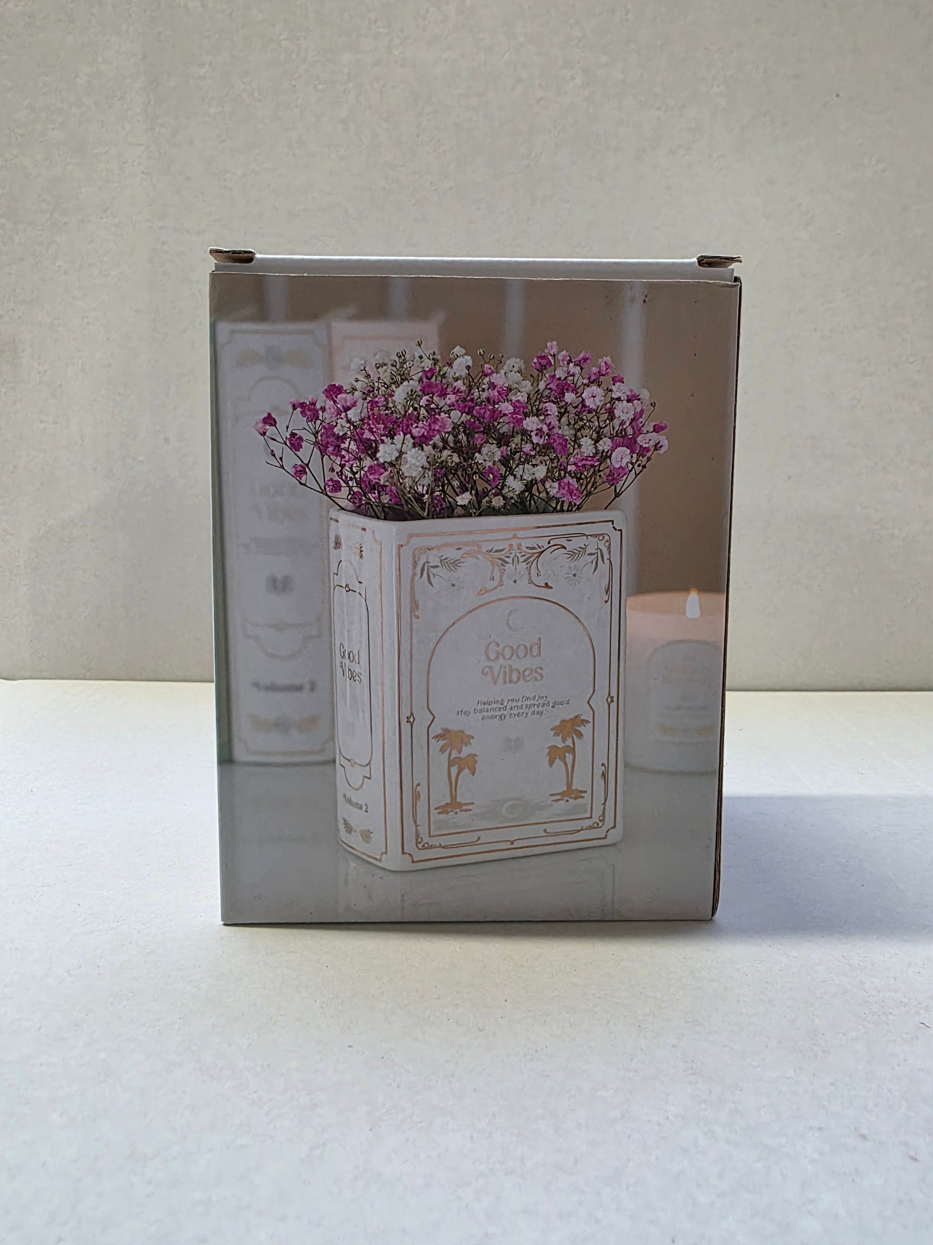 Ceramic Book Vase White 15x11x6cm