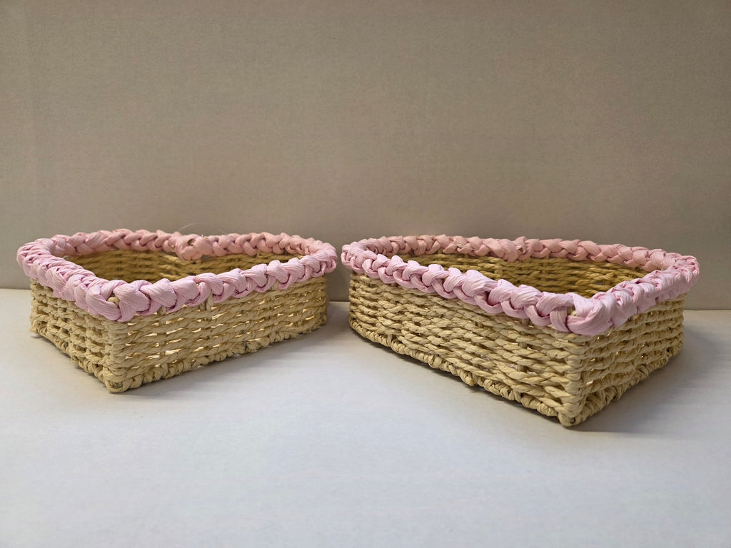 Paper Heart Baskets Pink Set Of 2