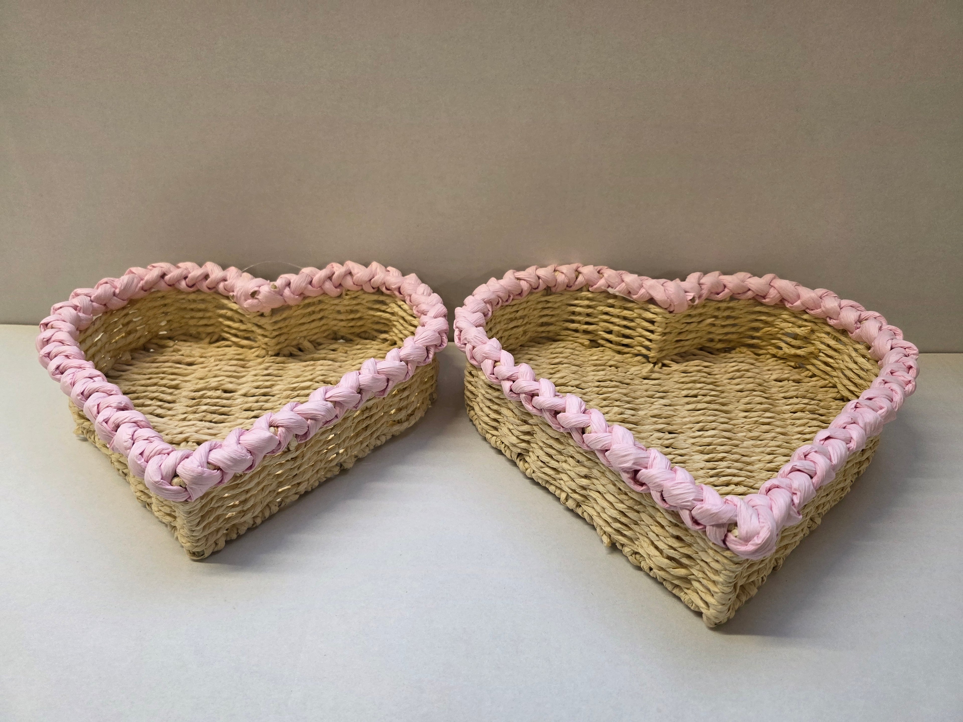 Paper Heart Baskets Pink Set Of 2