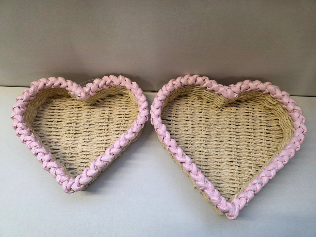 Paper Heart Baskets Pink Set Of 2