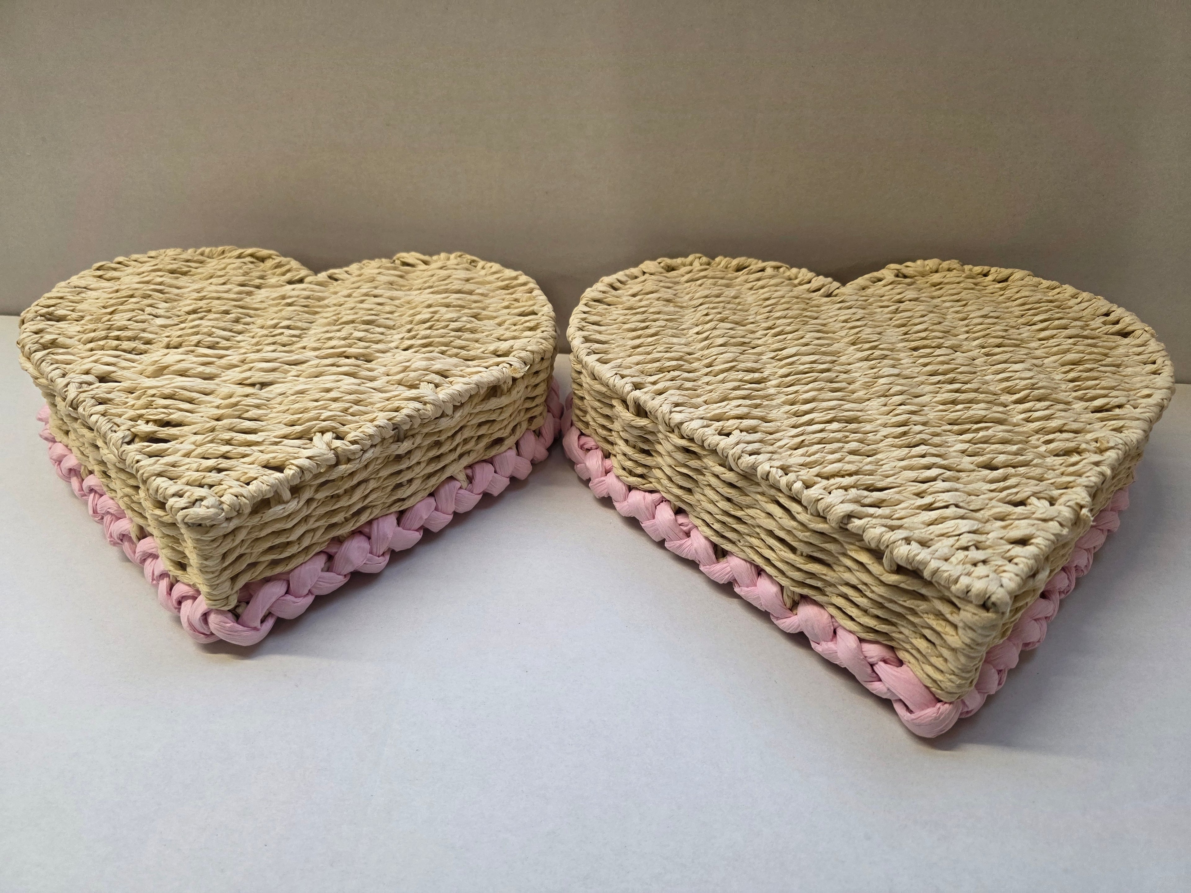 Paper Heart Baskets Pink Set Of 2