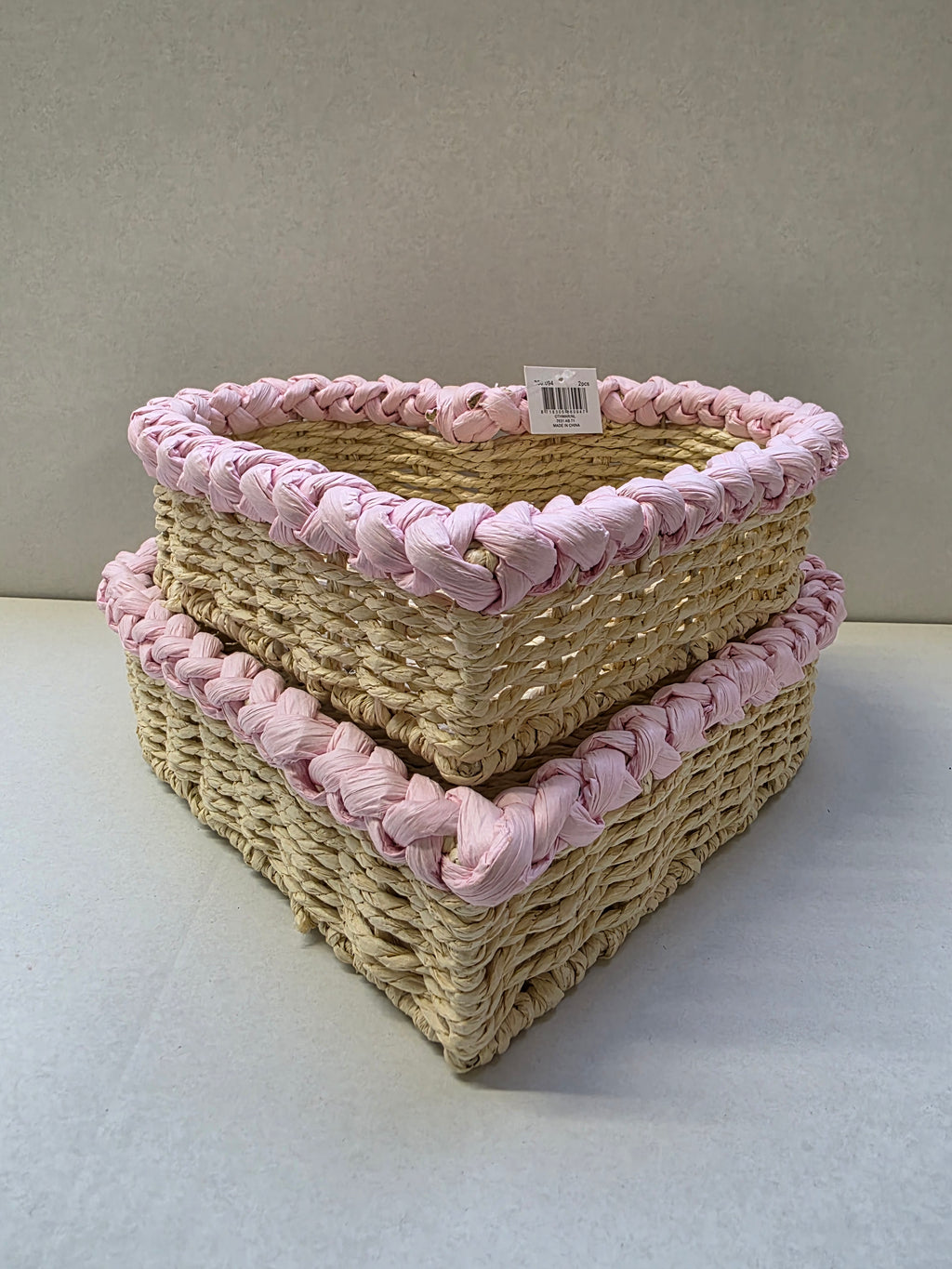 Paper Heart Baskets Pink Set Of 2