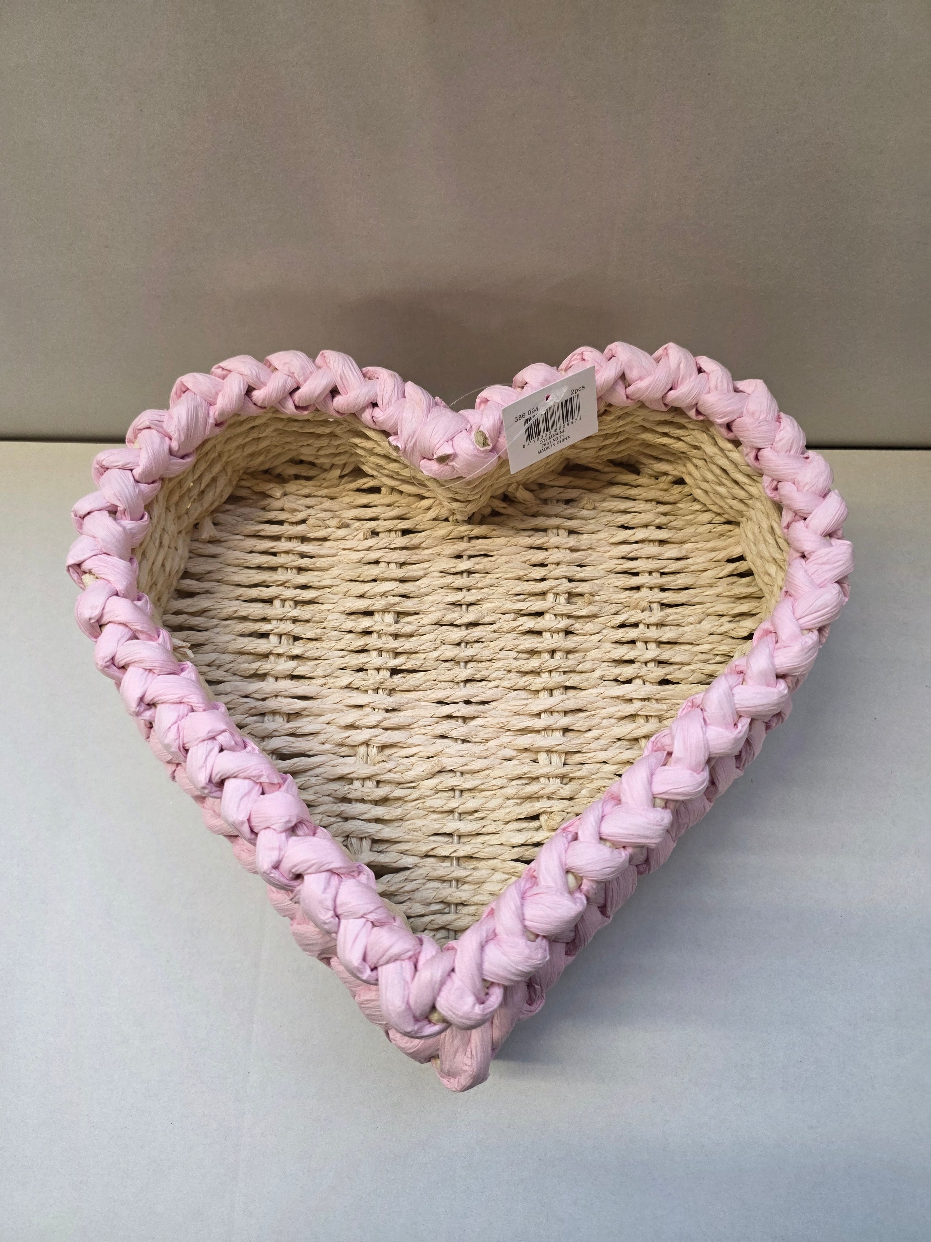 Paper Heart Baskets Pink Set Of 2