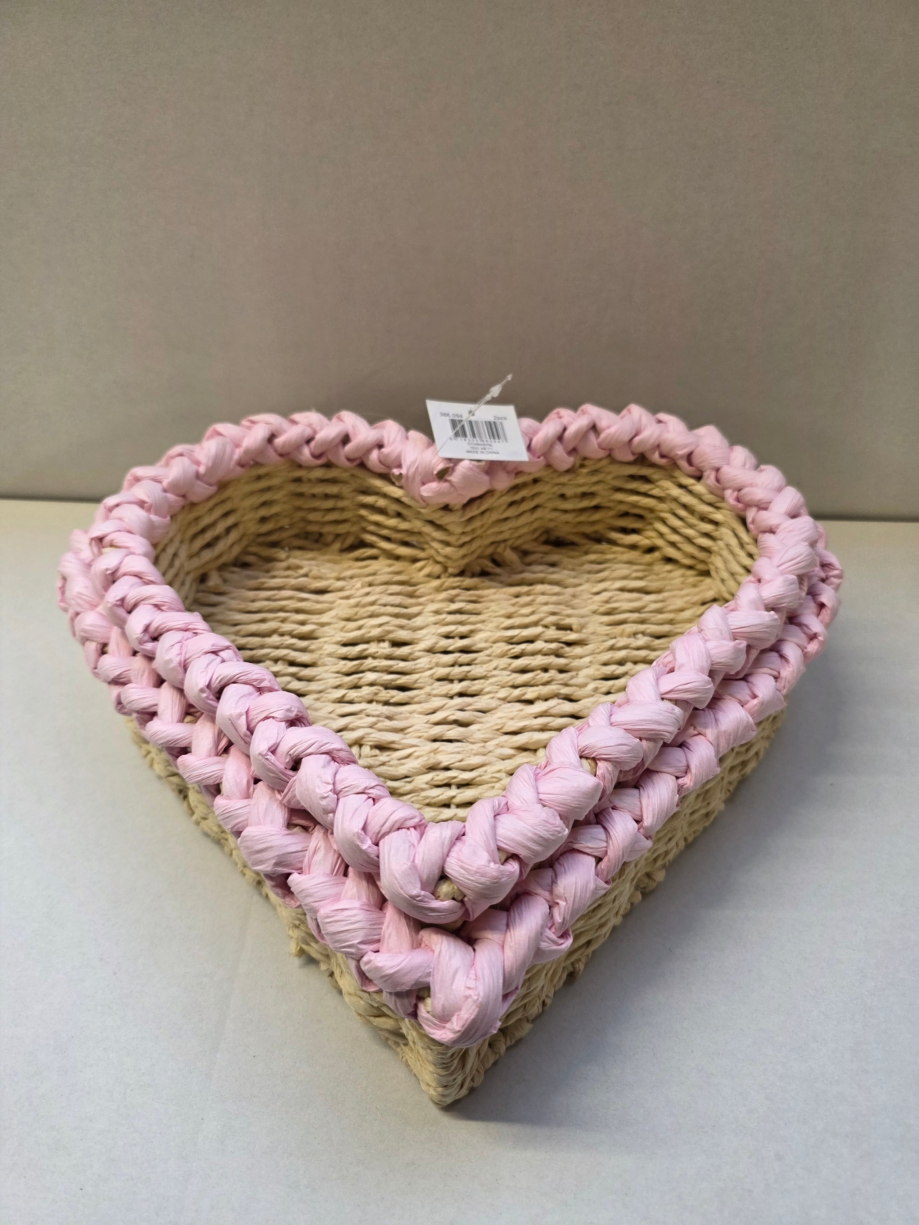 Paper Heart Baskets Pink Set Of 2