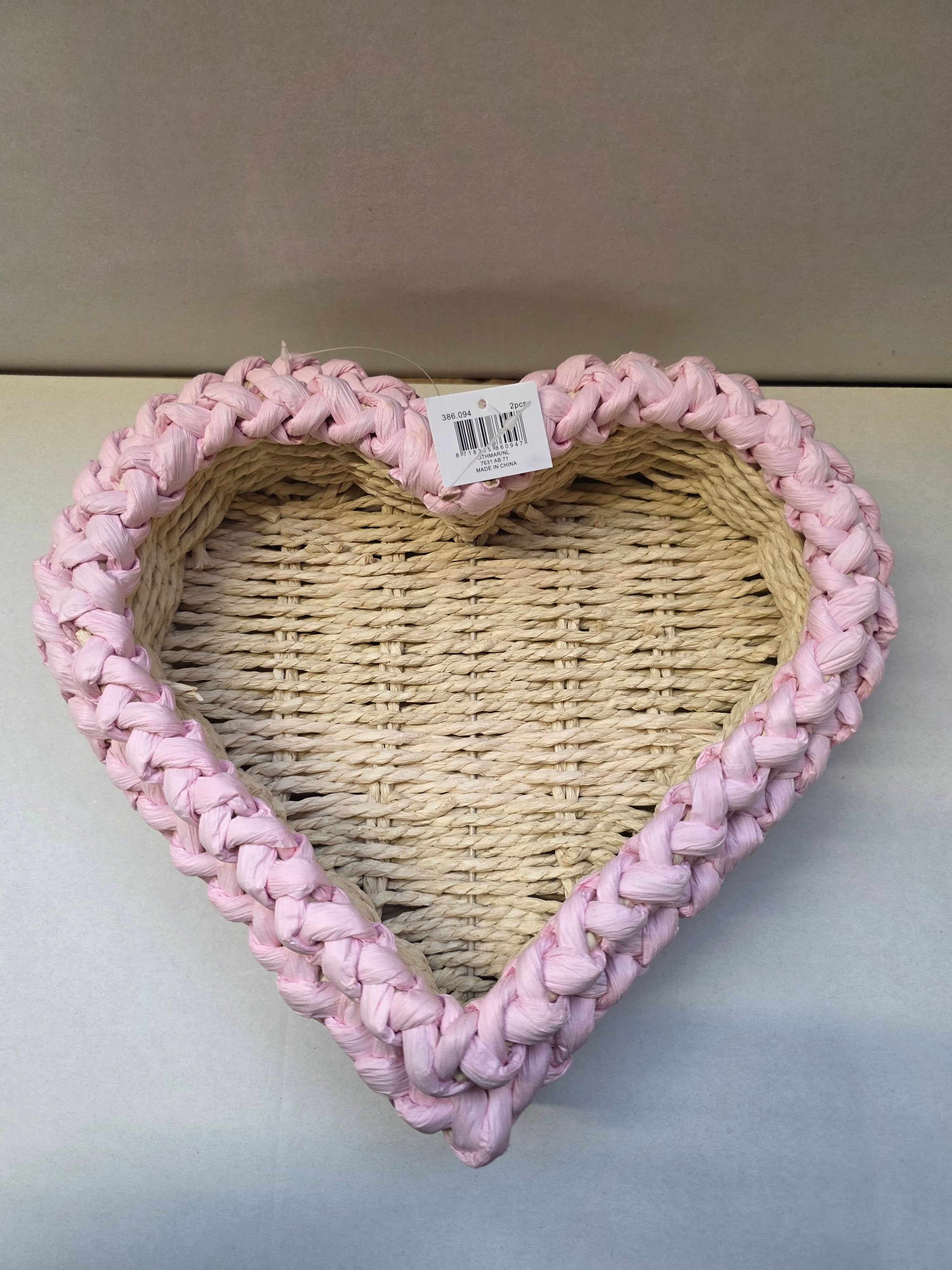 Paper Heart Baskets Pink Set Of 2