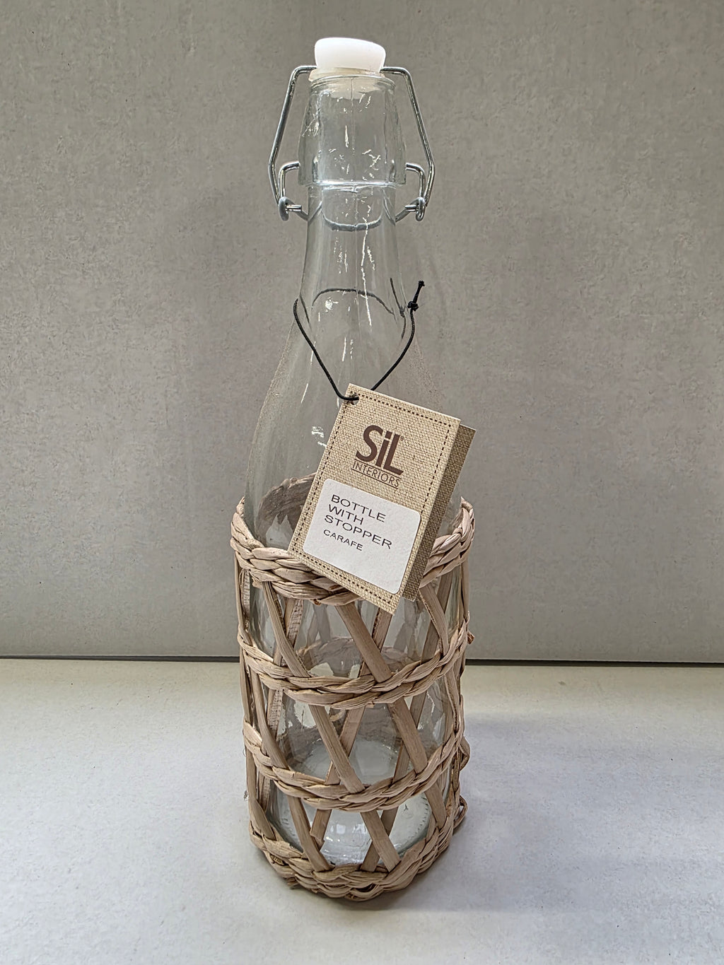 Glass Bottle Nat Rattan  (PACK OF 3)