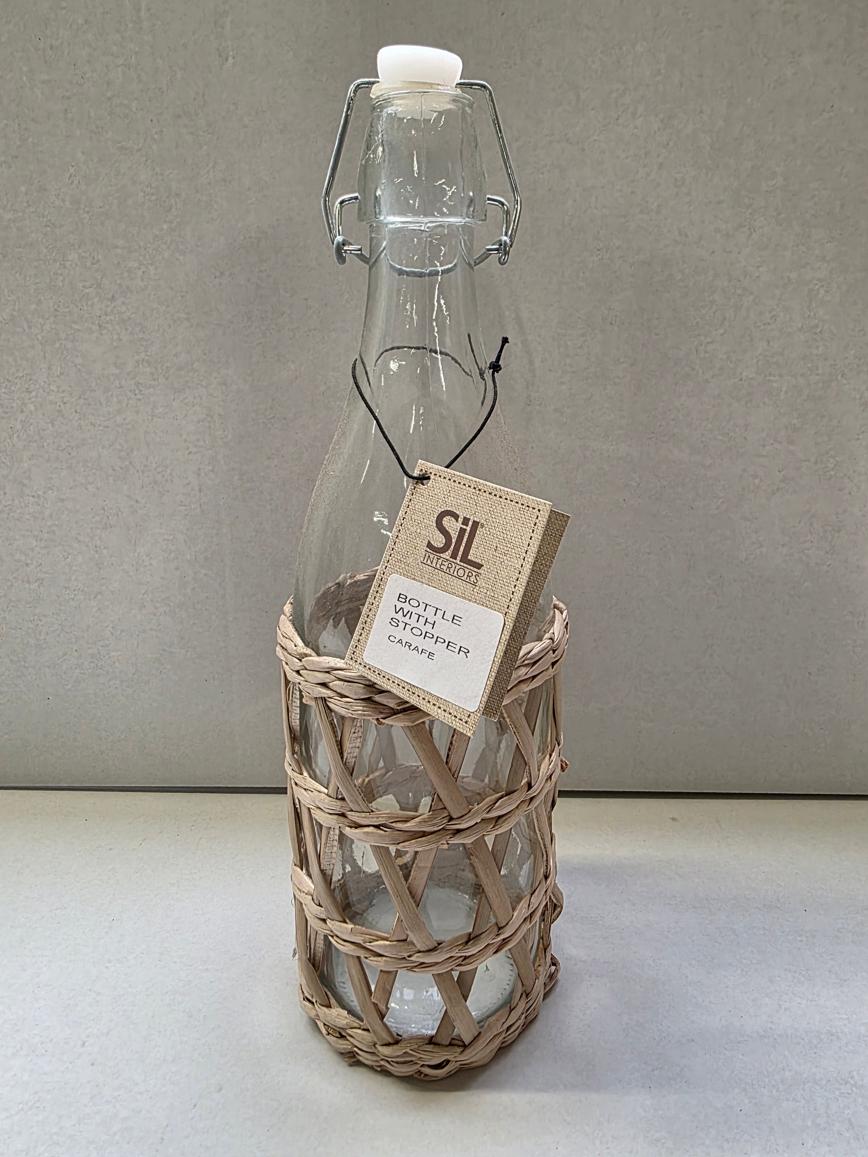 Glass Bottle Nat Rattan  (PACK OF 3)