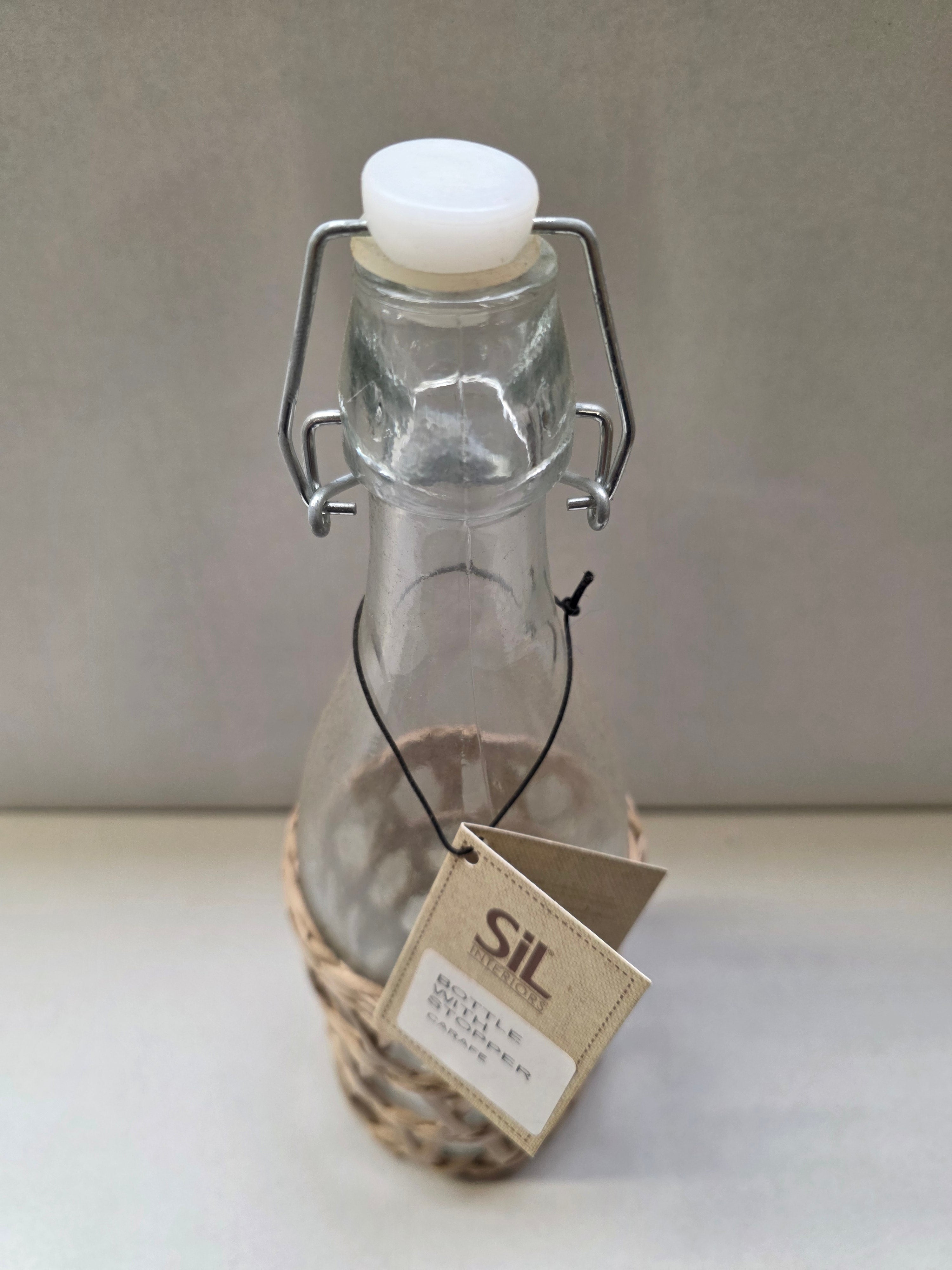 Glass Bottle Nat Rattan  (PACK OF 3)