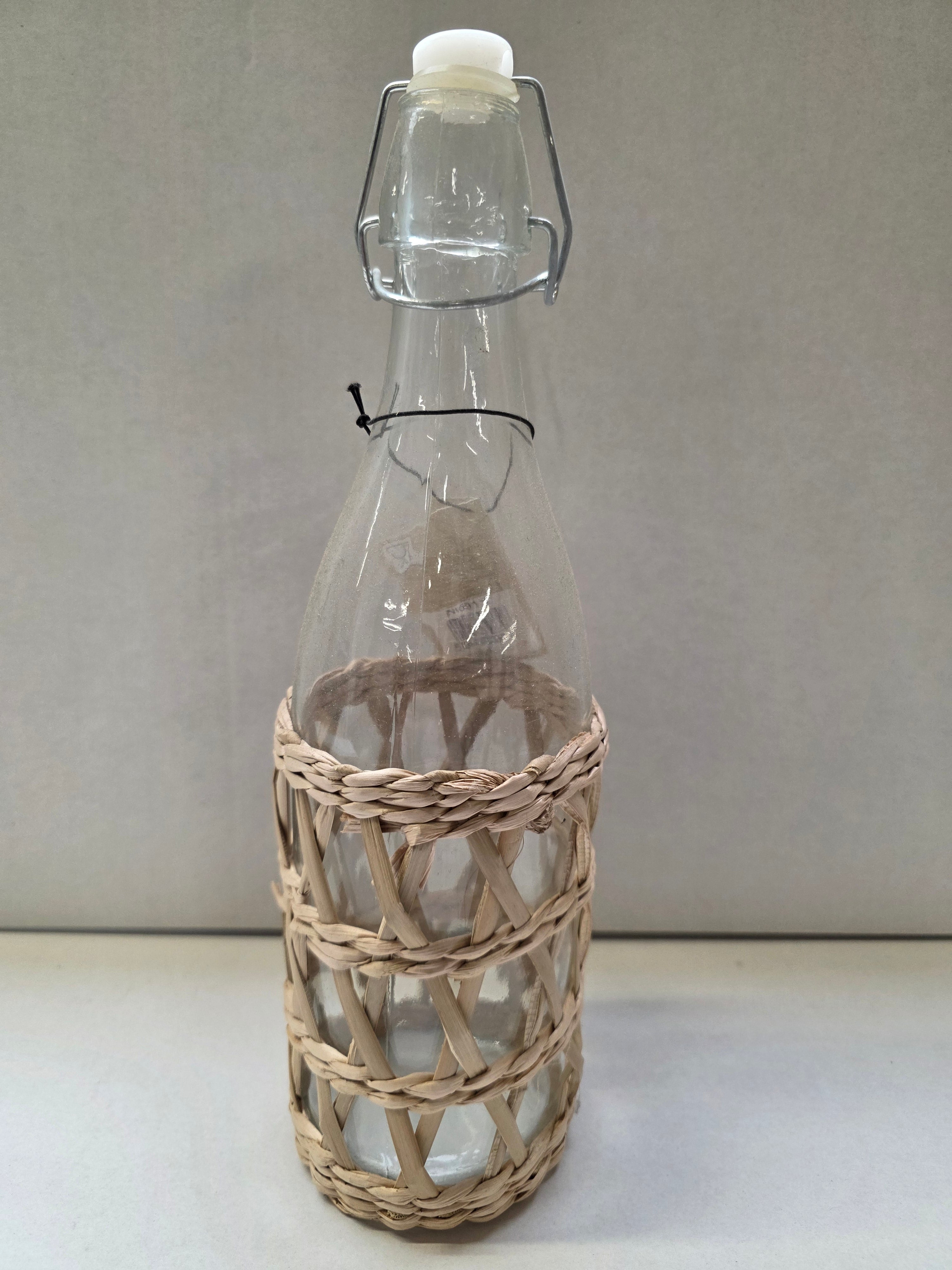 Glass Bottle Nat Rattan  (PACK OF 3)
