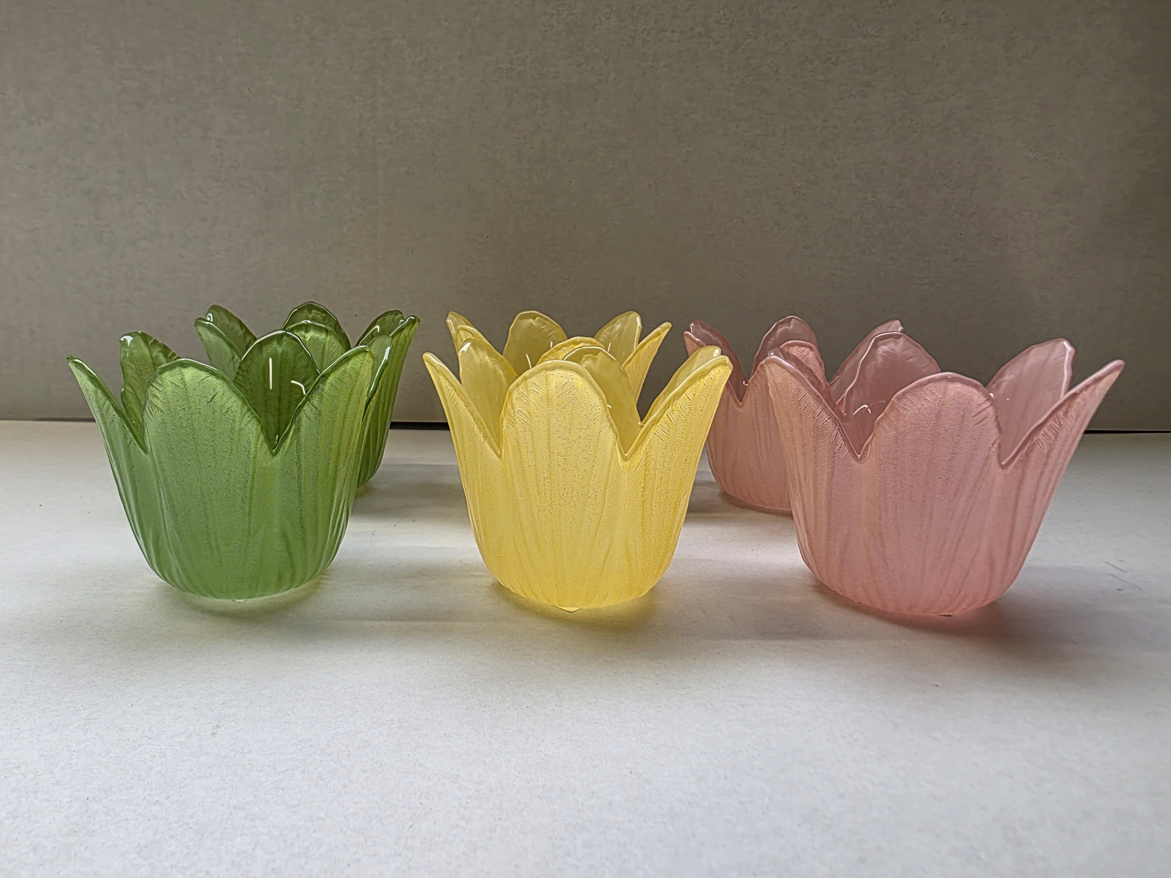 Tealight Tulip Assorted 7.5x5.5cm (PACK OF 3)