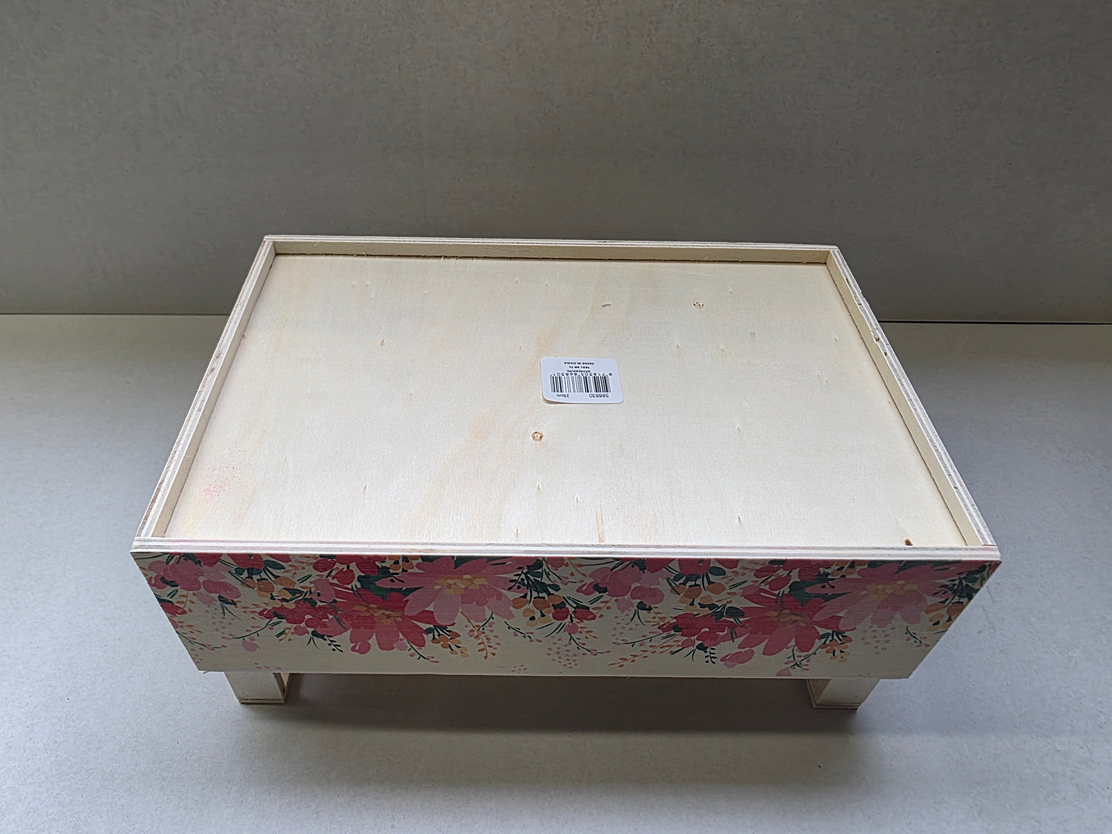 Wooden Crate Wildflowers Pink 26cm