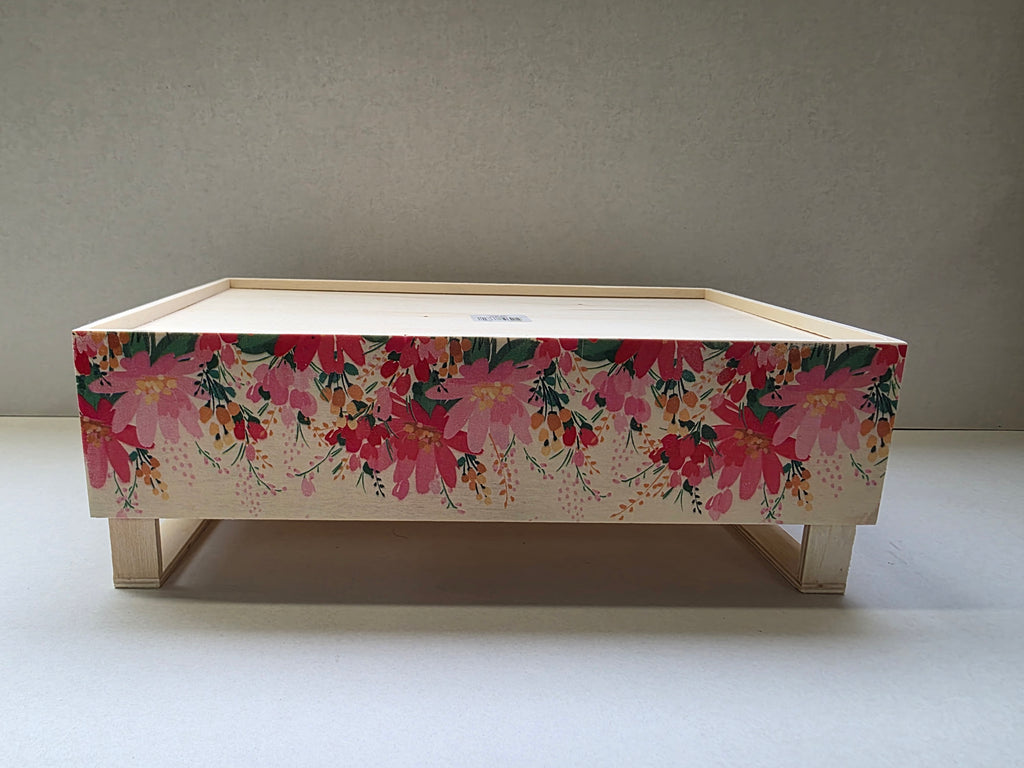 Wooden Crate Wildflowers Pink 32cm