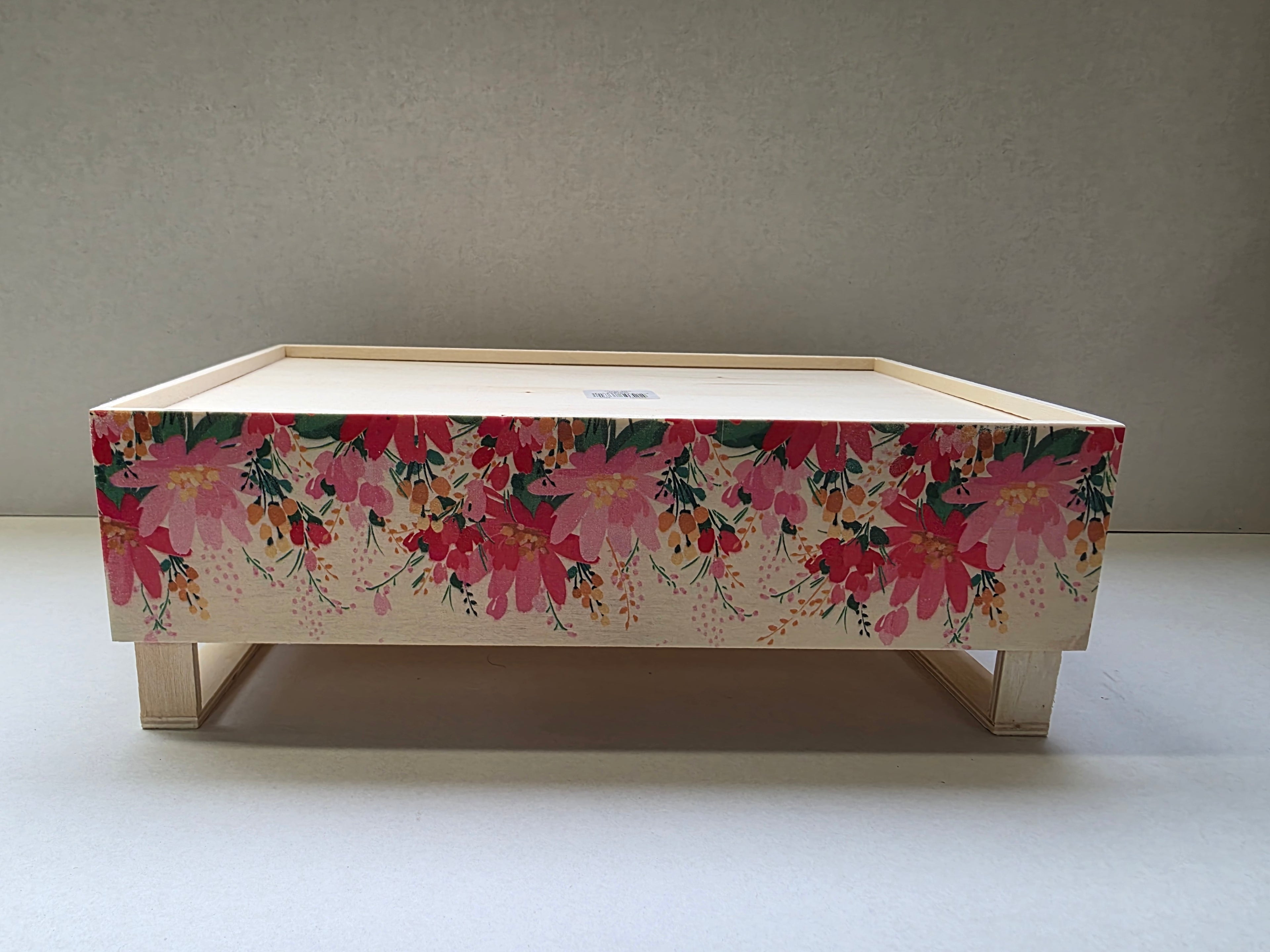 Wooden Crate Wildflowers Pink 32cm