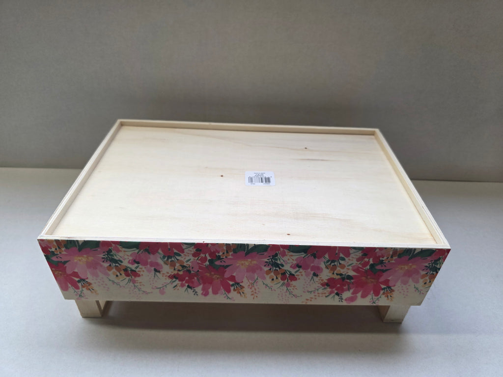 Wooden Crate Wildflowers Pink 32cm