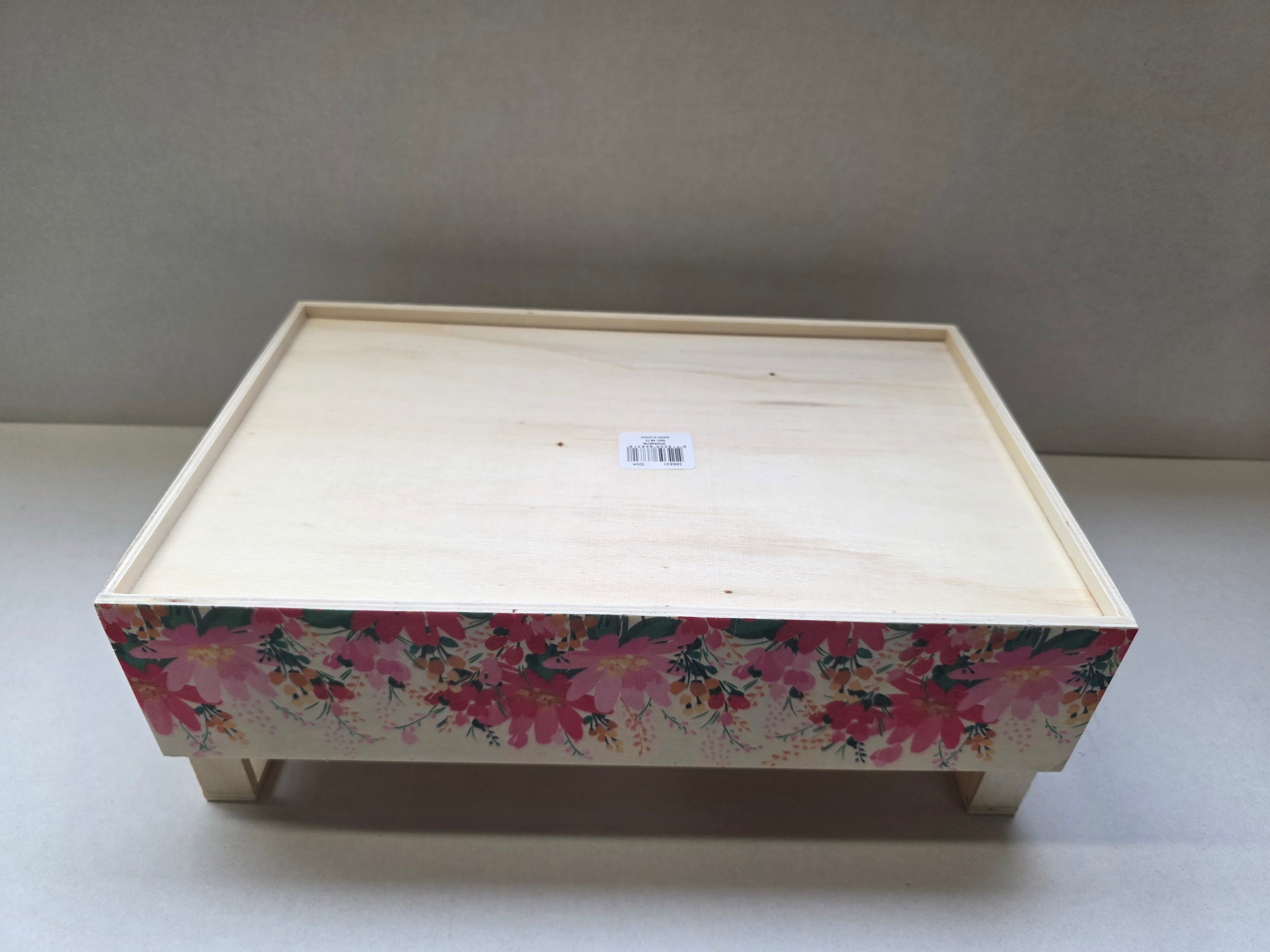 Wooden Crate Wildflowers Pink 32cm