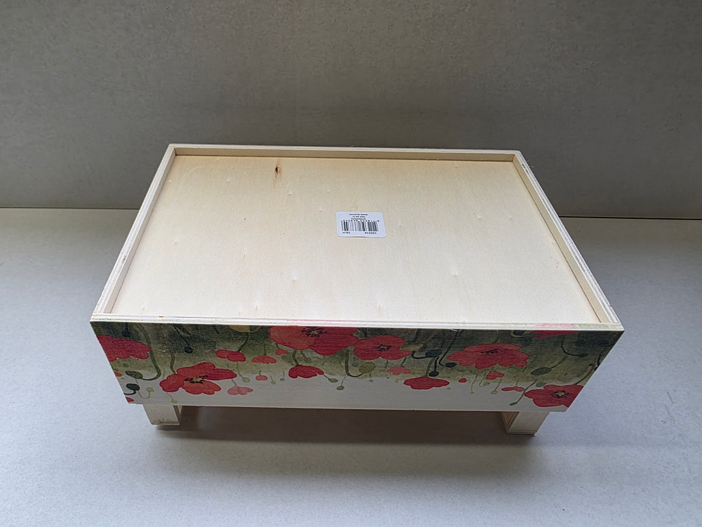 Wooden Crate Wildflowers Red 26cm