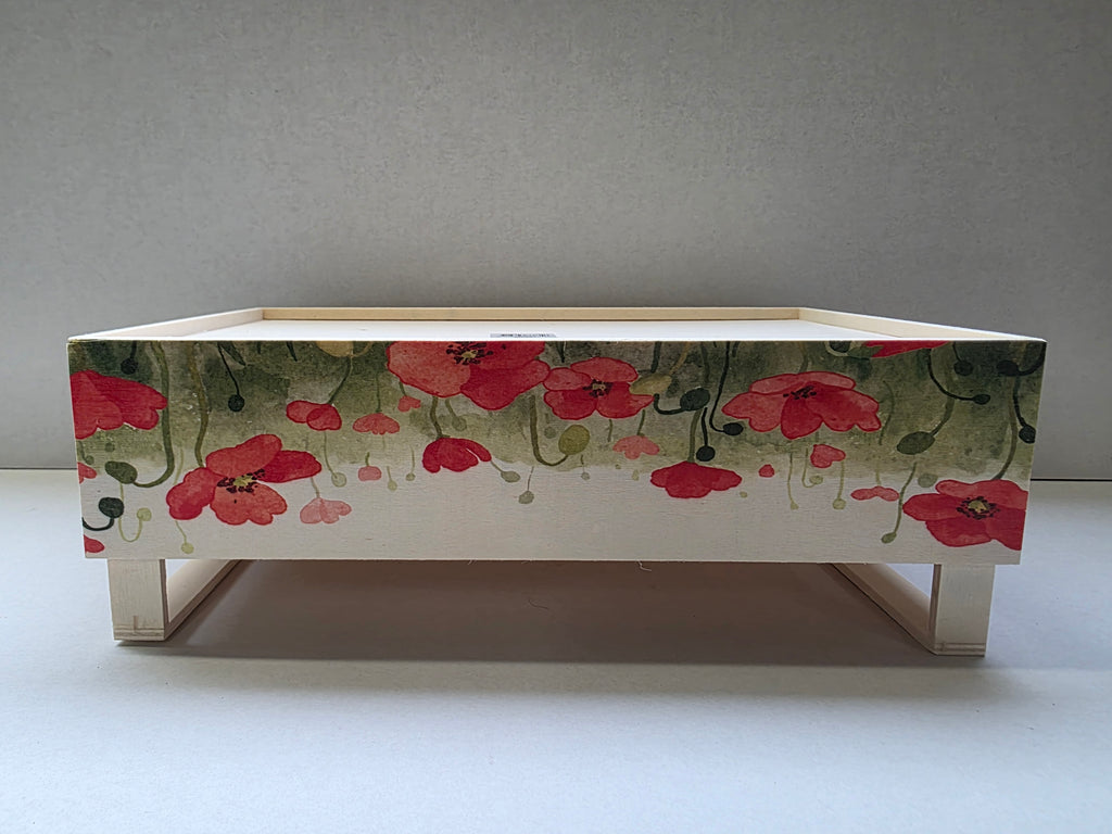 Wooden Crate Wildflowers Red 32cm