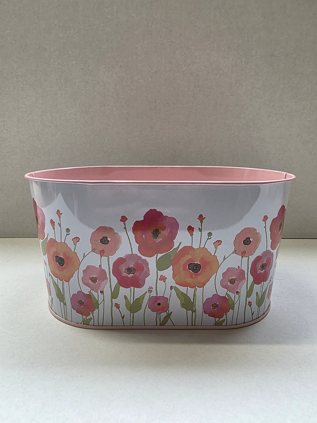 Zinc Oval Poppy 22.5x14x11cm (PACK OF 2)