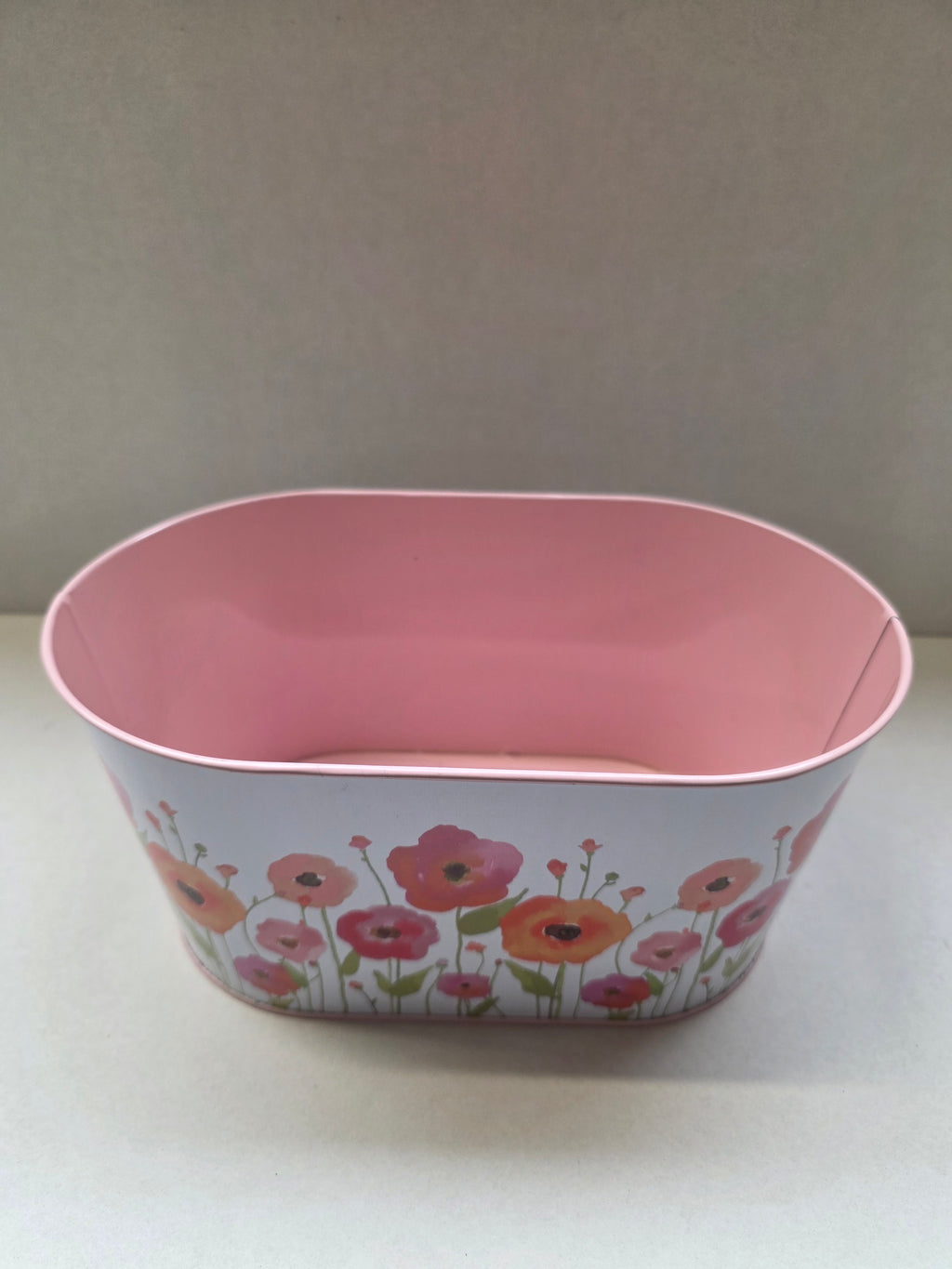 Zinc Oval Poppy 22.5x14x11cm (PACK OF 2)