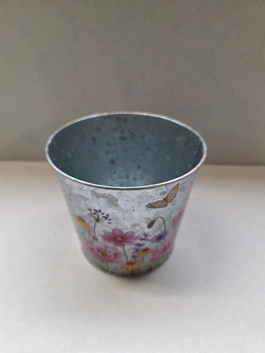 Zinc Pot Floral Bfly 13x11x10cm (PACK OF 3)