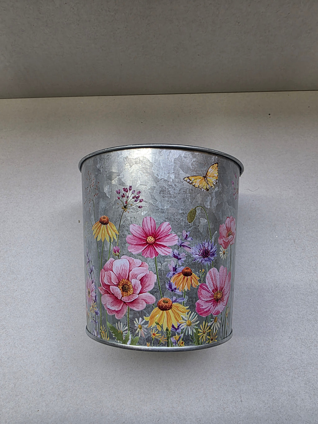 Zinc Pot Floral Bfly 13x11x10cm (PACK OF 3)