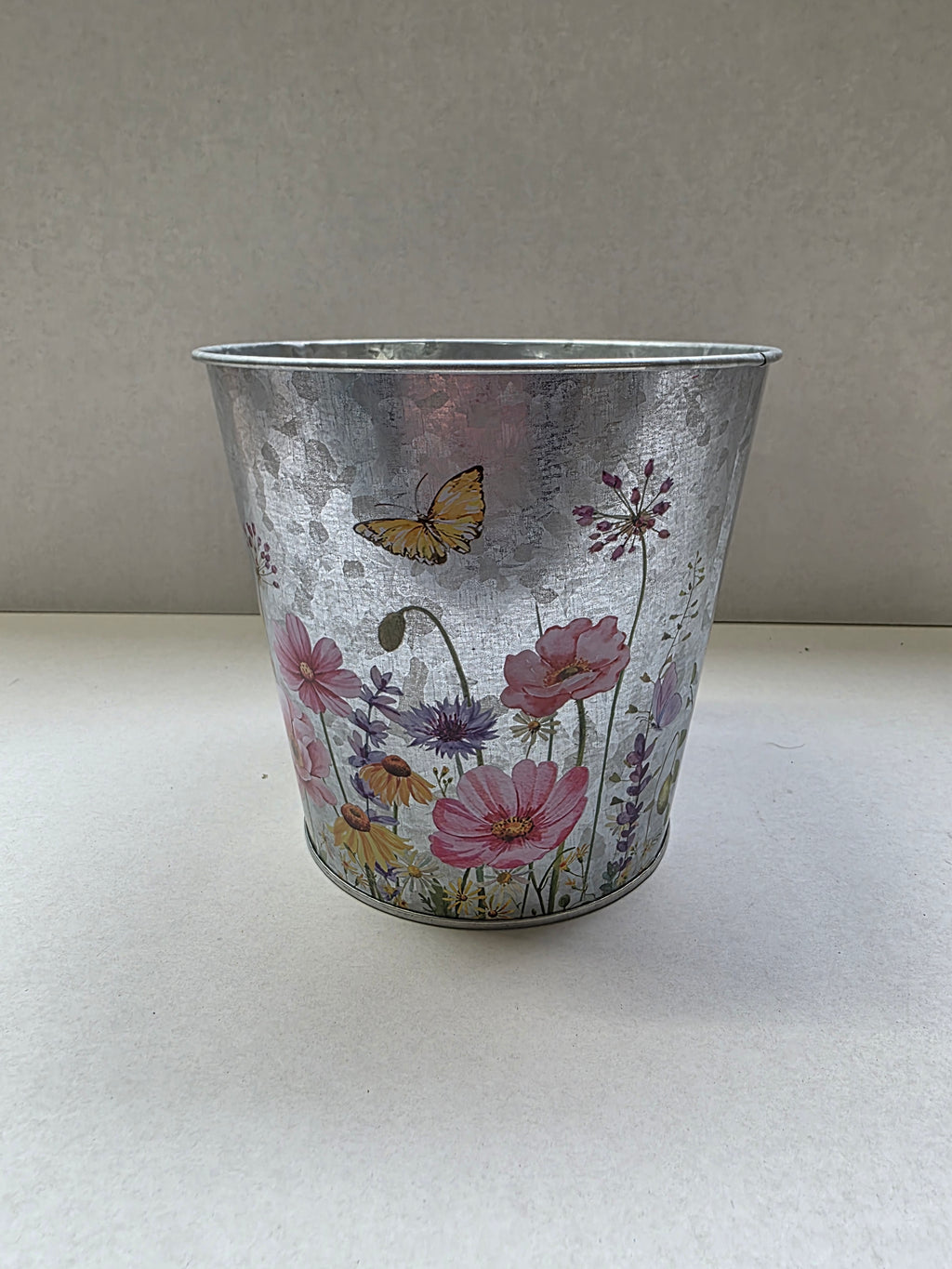 Zinc Pot Floral Bfly 15x14x10cm (PACK OF 2)