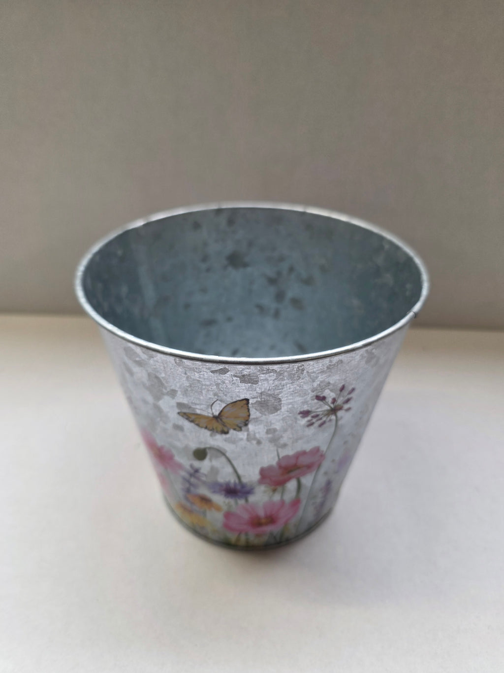 Zinc Pot Floral Bfly 15x14x10cm (PACK OF 2)