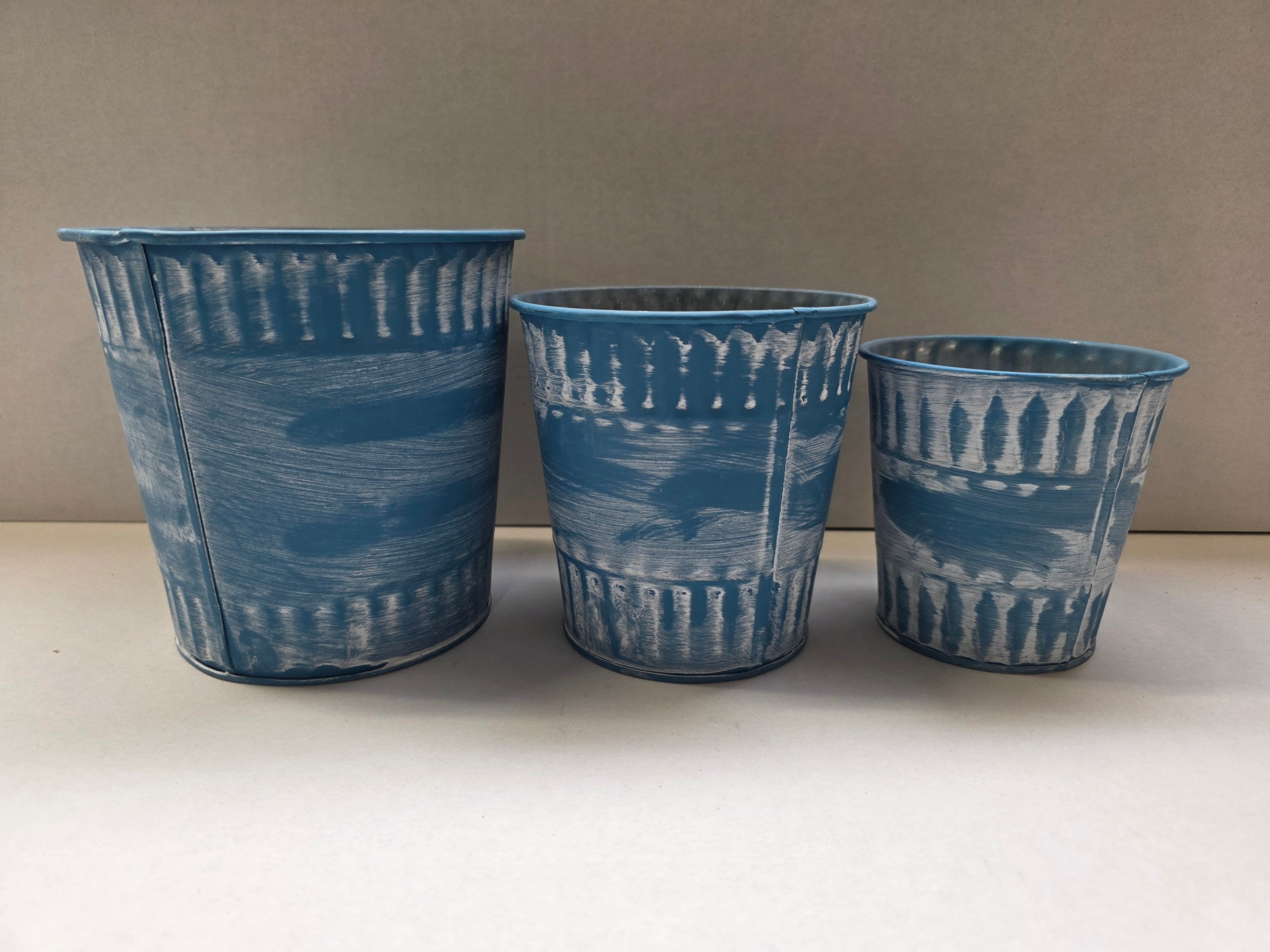 Zinc Pot Jinan Blue Set Of 3 (PACK OF 2)