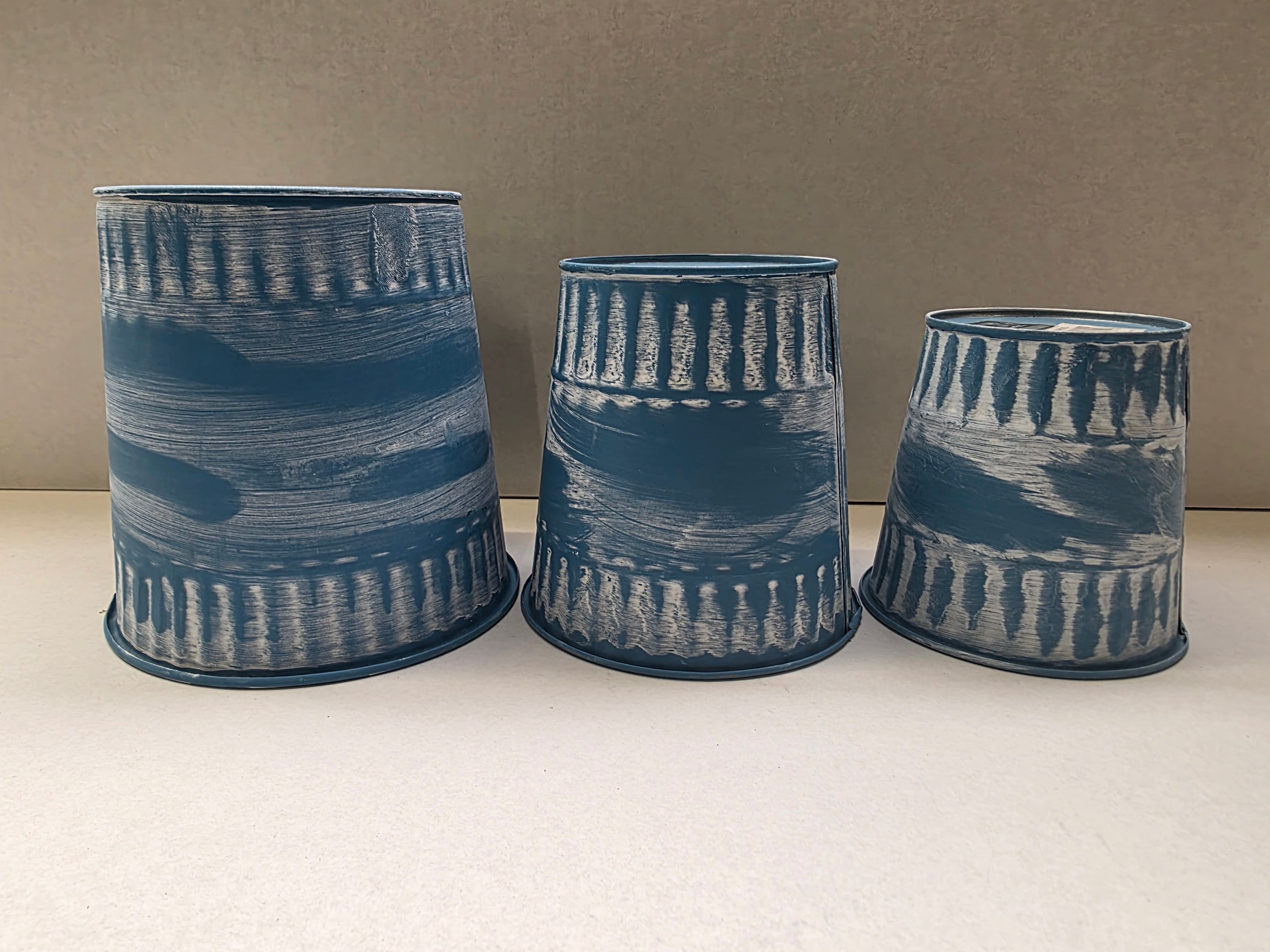 Zinc Pot Jinan Blue Set Of 3 (PACK OF 2)