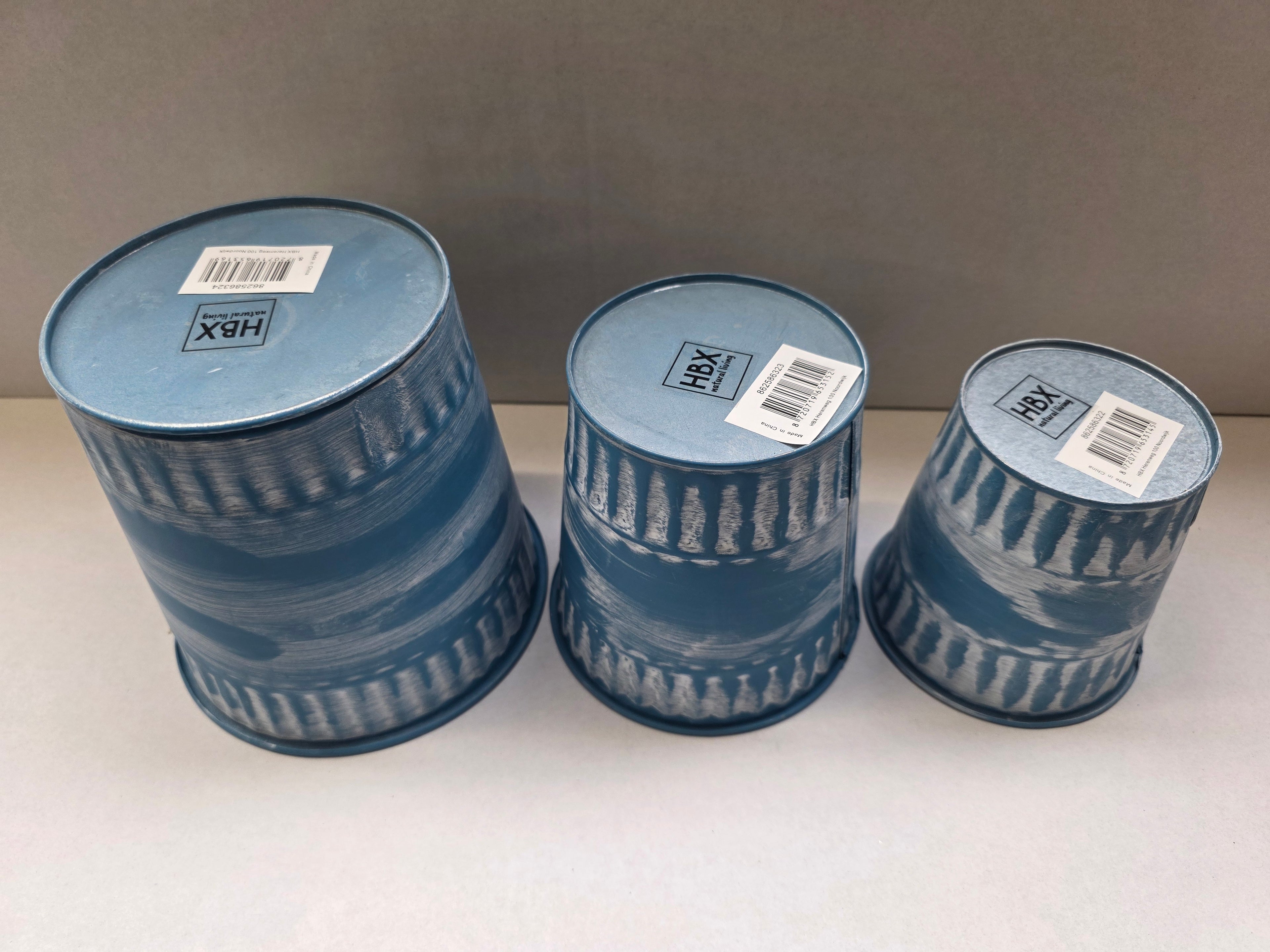 Zinc Pot Jinan Blue Set Of 3 (PACK OF 2)