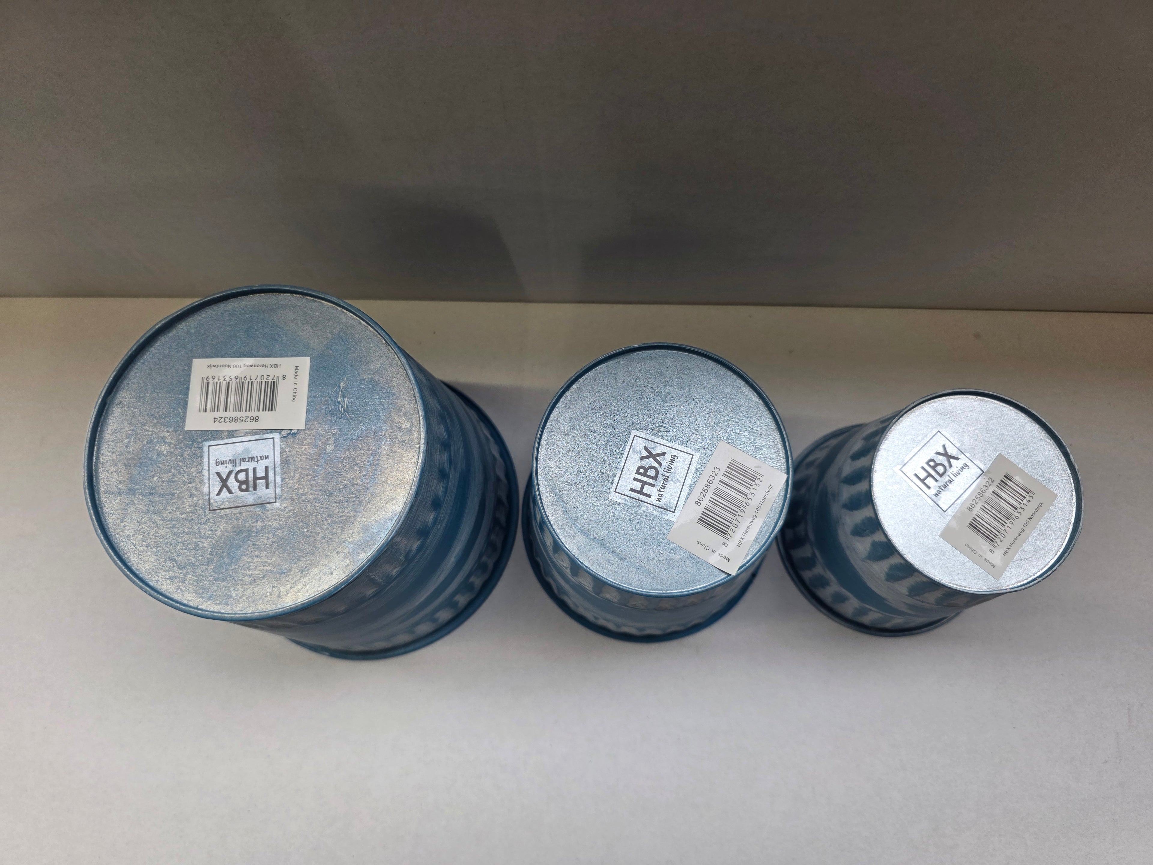 Zinc Pot Jinan Blue Set Of 3 (PACK OF 2)