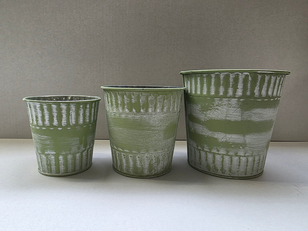 Zinc Pot Jinan Green Set Of 3 (PACK OF 2)