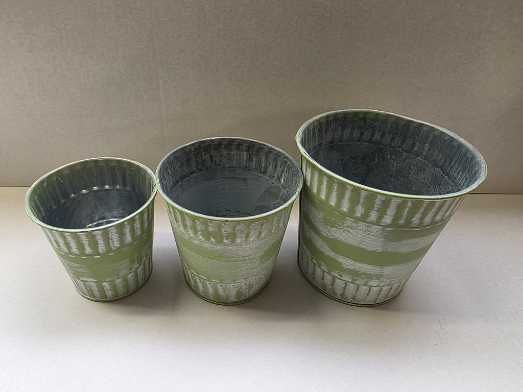 Zinc Pot Jinan Green Set Of 3 (PACK OF 2)