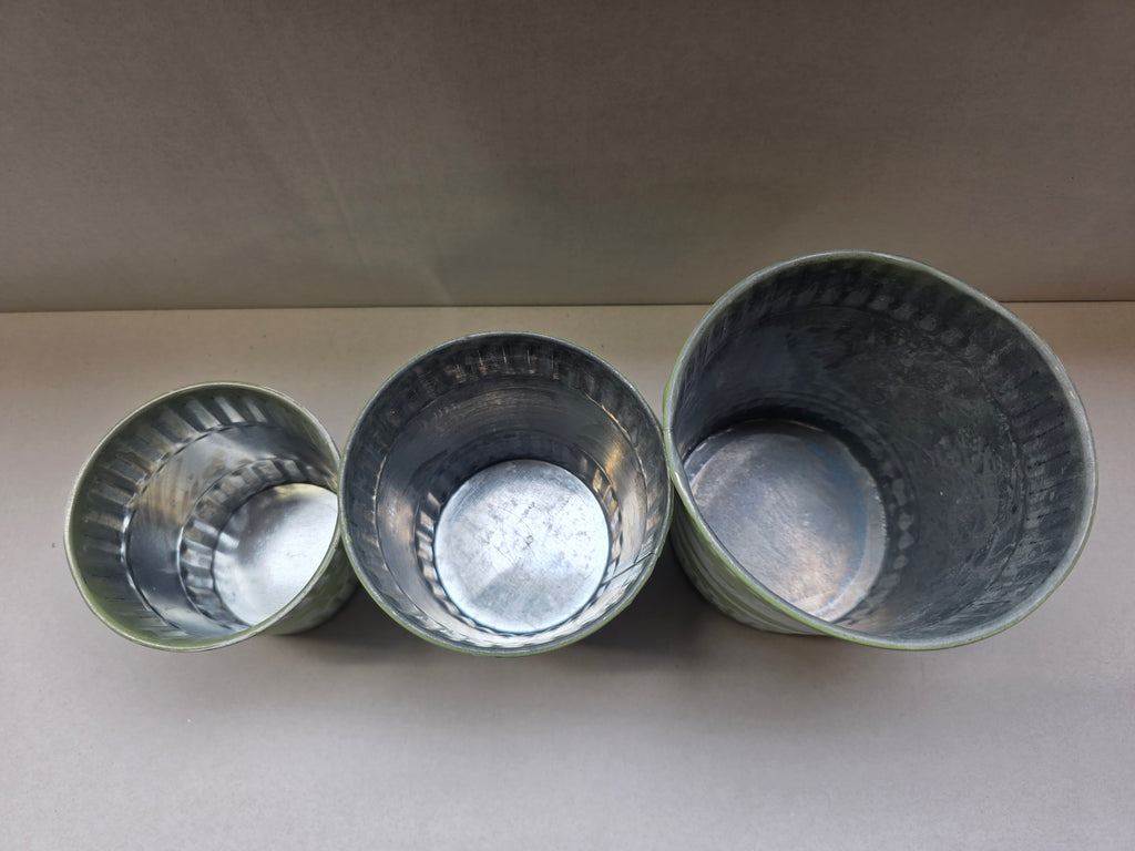 Zinc Pot Jinan Green Set Of 3 (PACK OF 2)